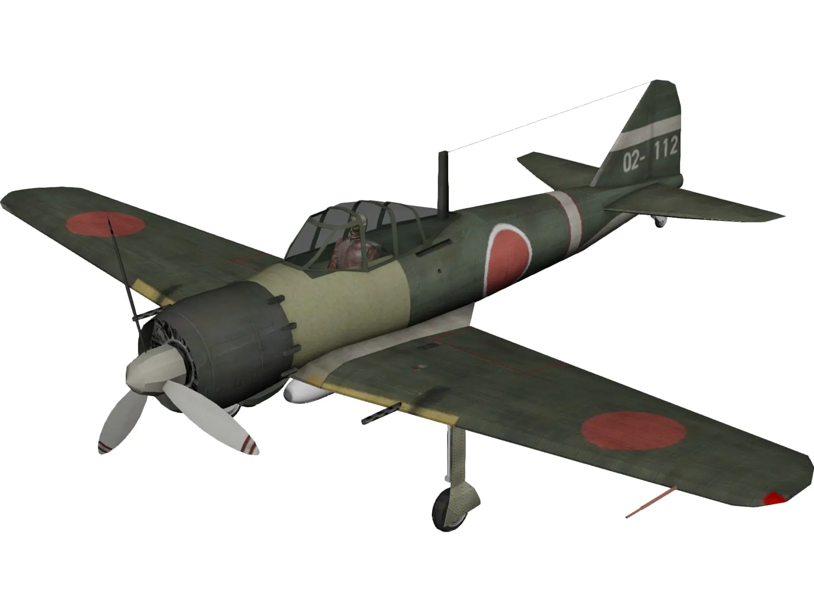 Mitsubishi A6M Zero 3D Model main preview