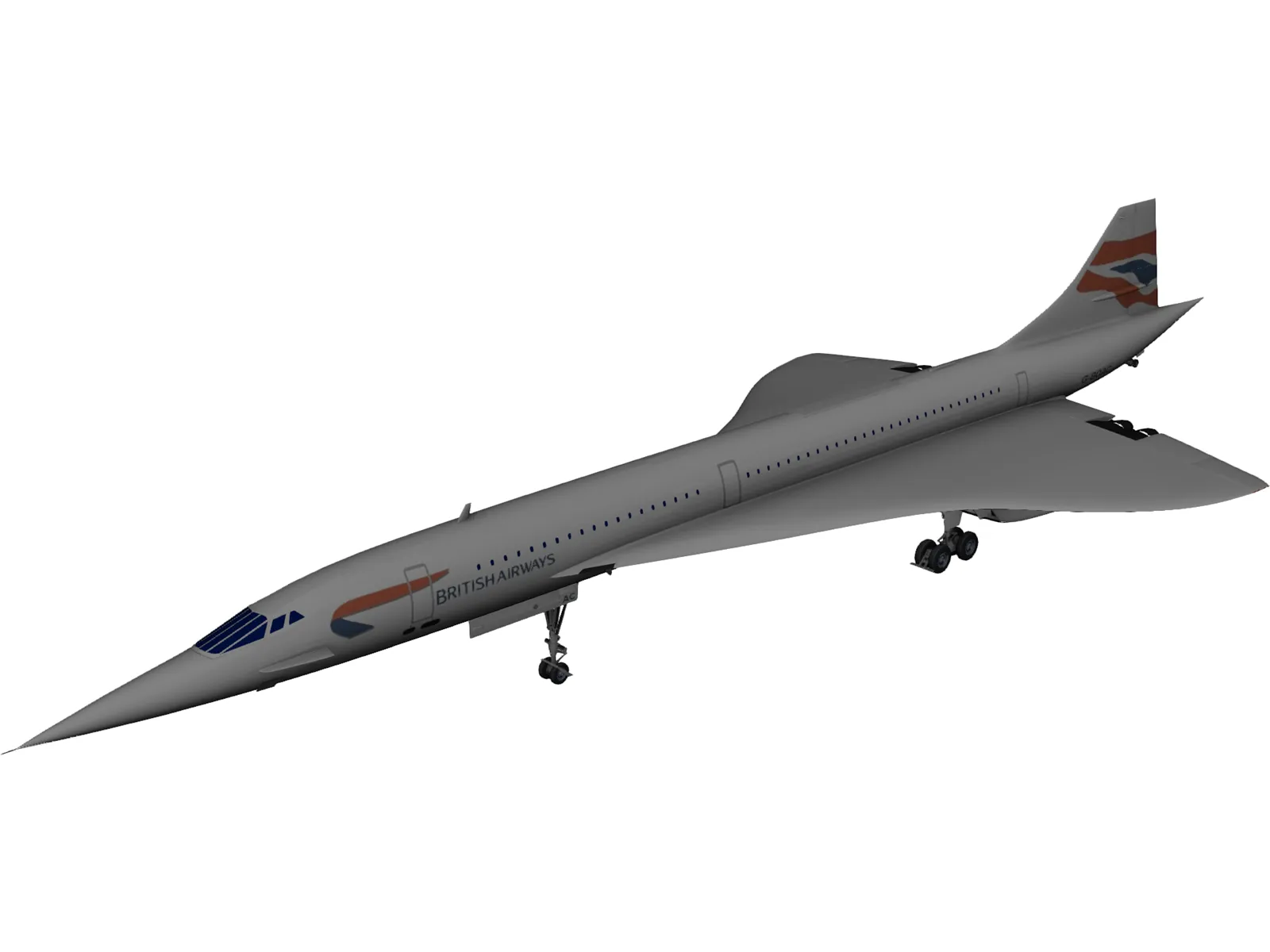 Concorde British Airways 3D Model main preview