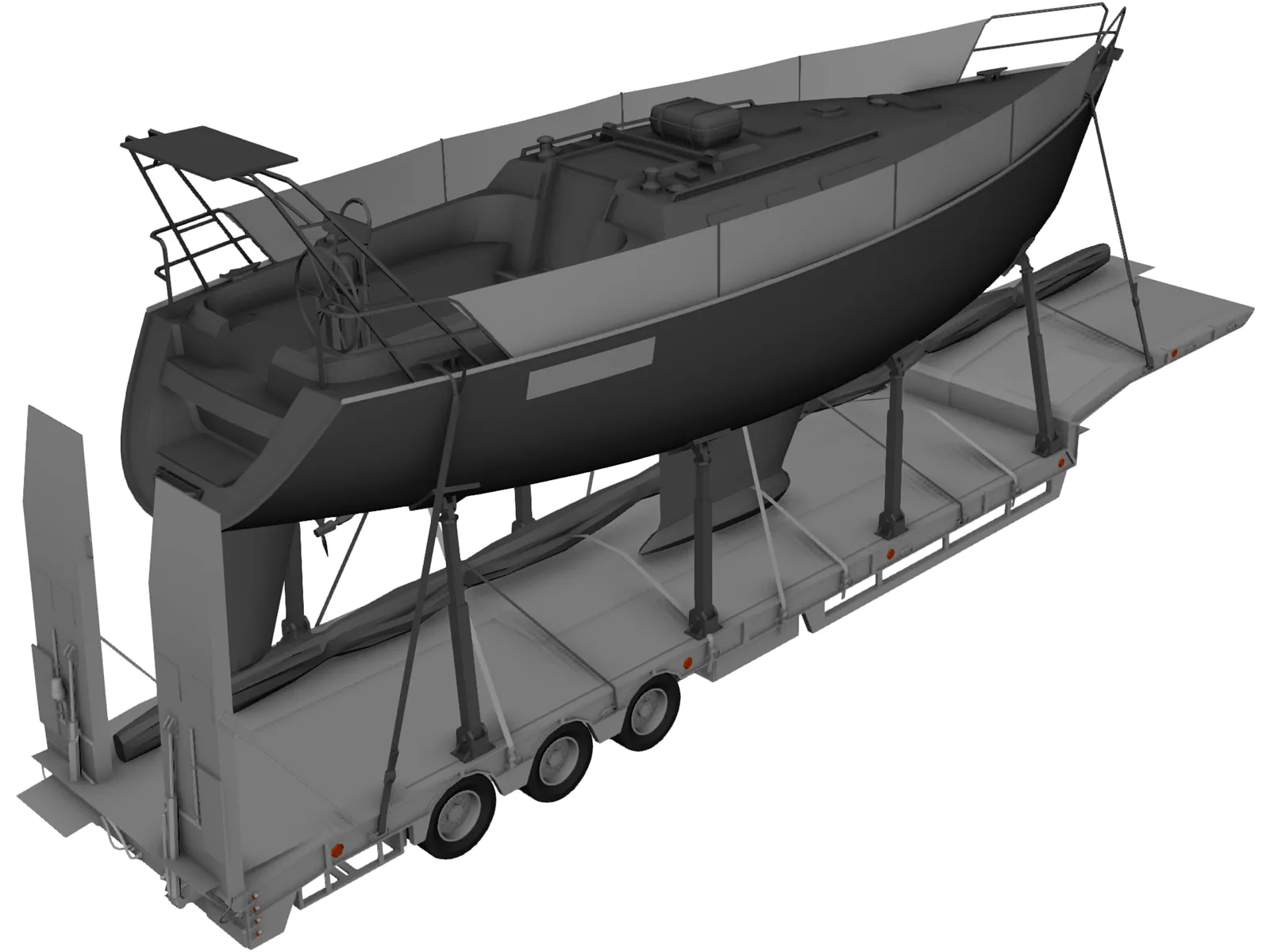 Trailer Boat 3D Model main preview