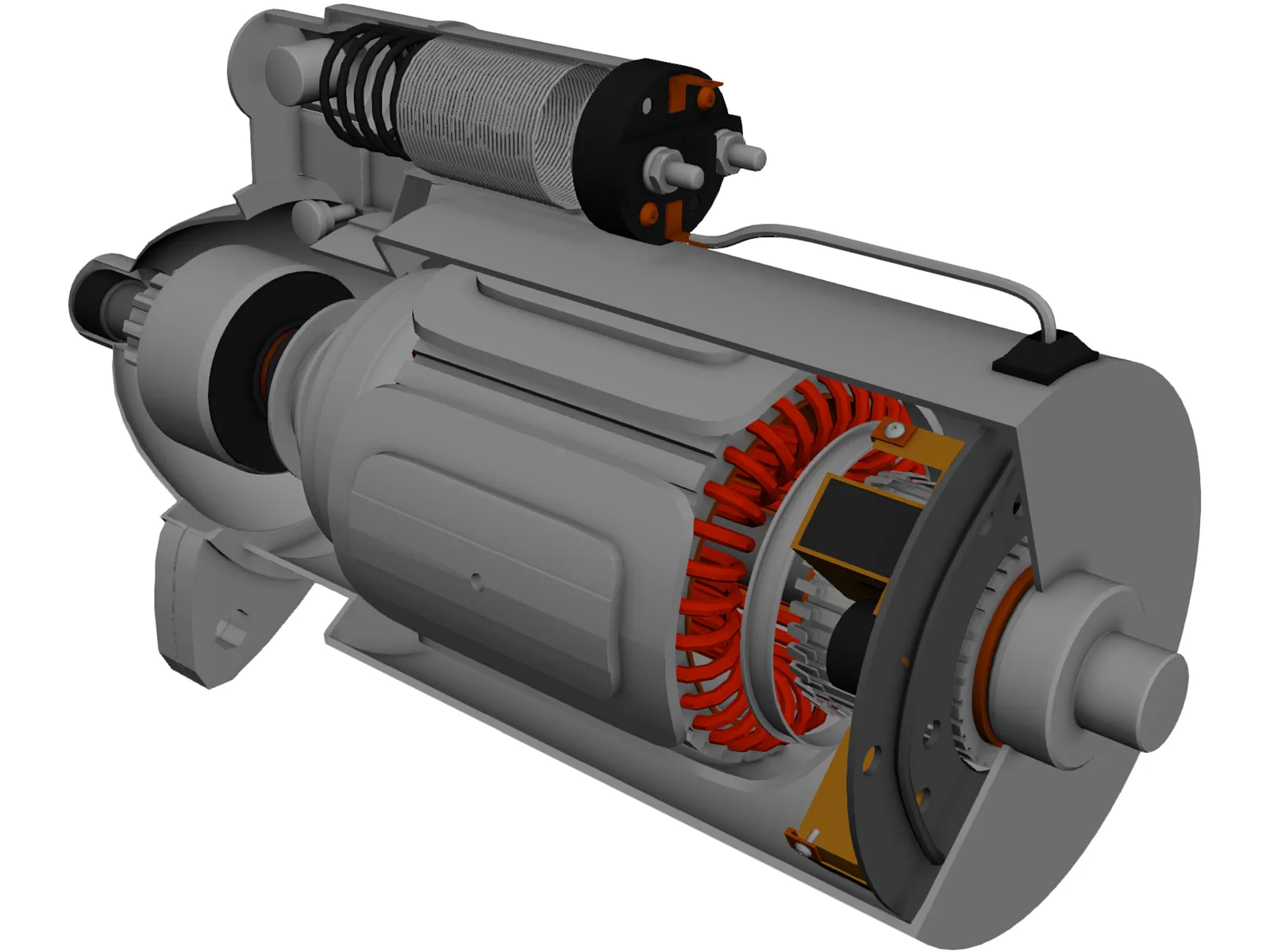 Starting Motor Cutway 3D Model main preview