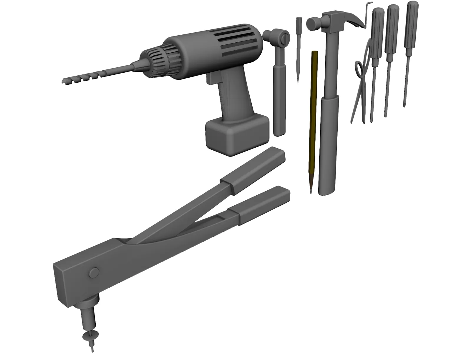 Hand Tools Collection 3D Model main preview