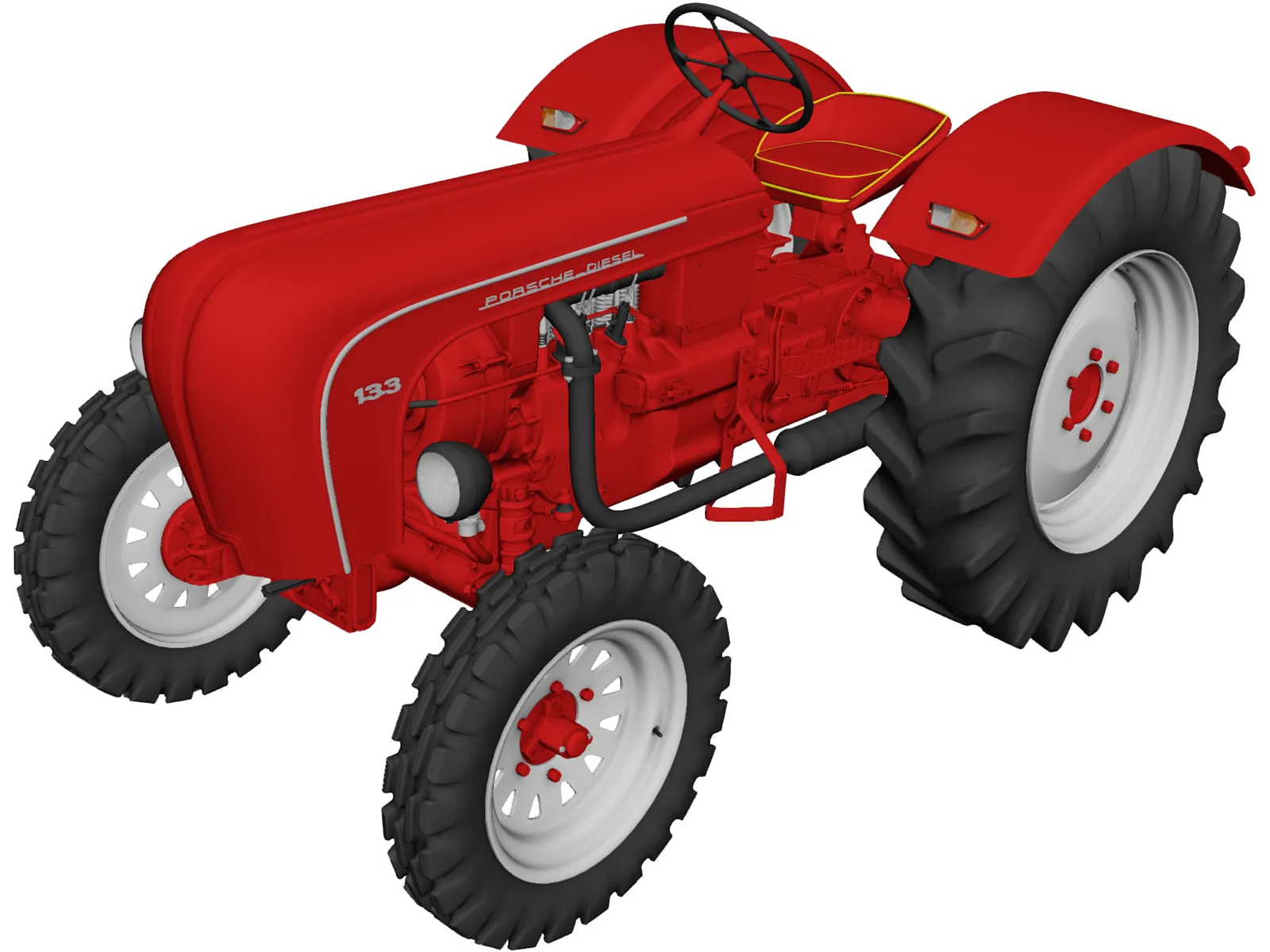 Porsche Diesel Tractor P133 (1956) 3D Model main preview