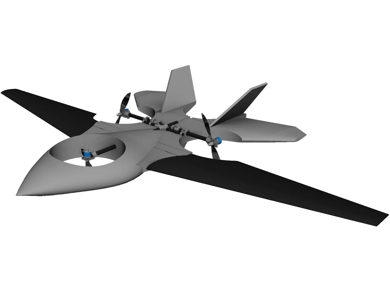 Trirotor Drone 3D Model main preview