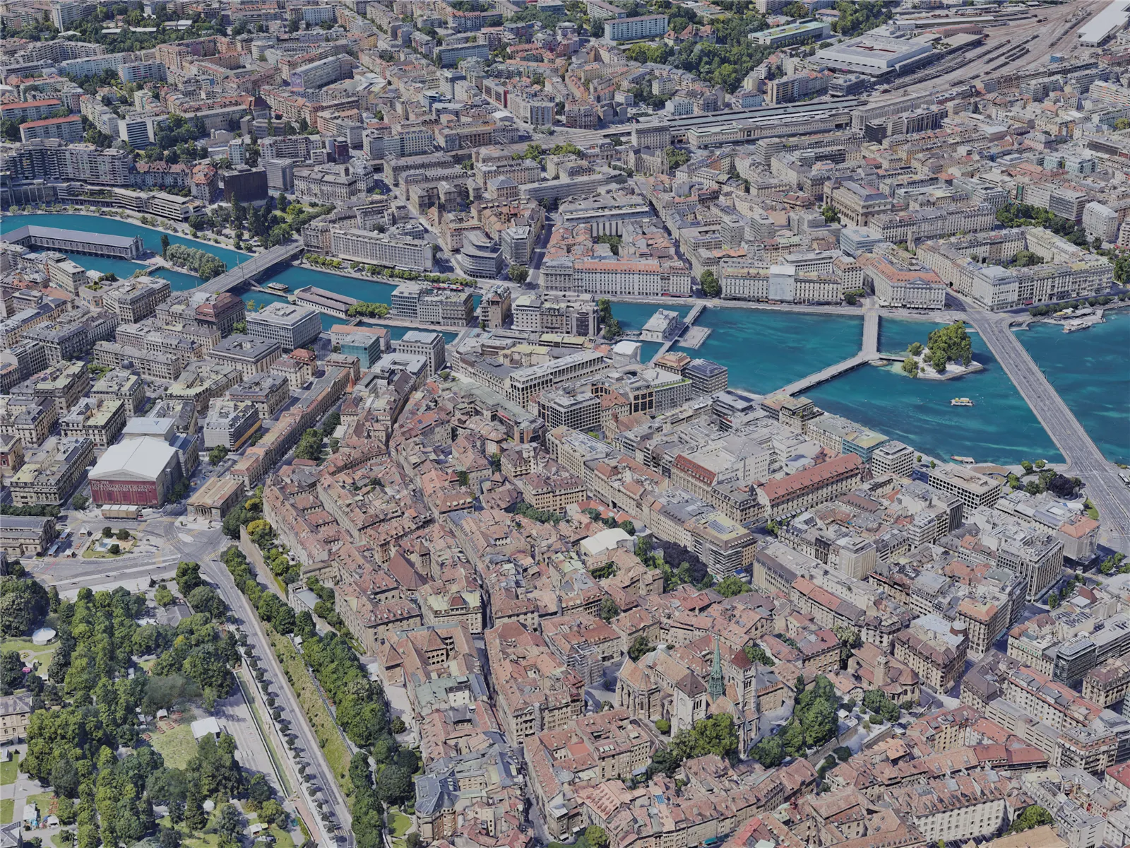Geneva City, Switzerland (2019) 3D Model main preview