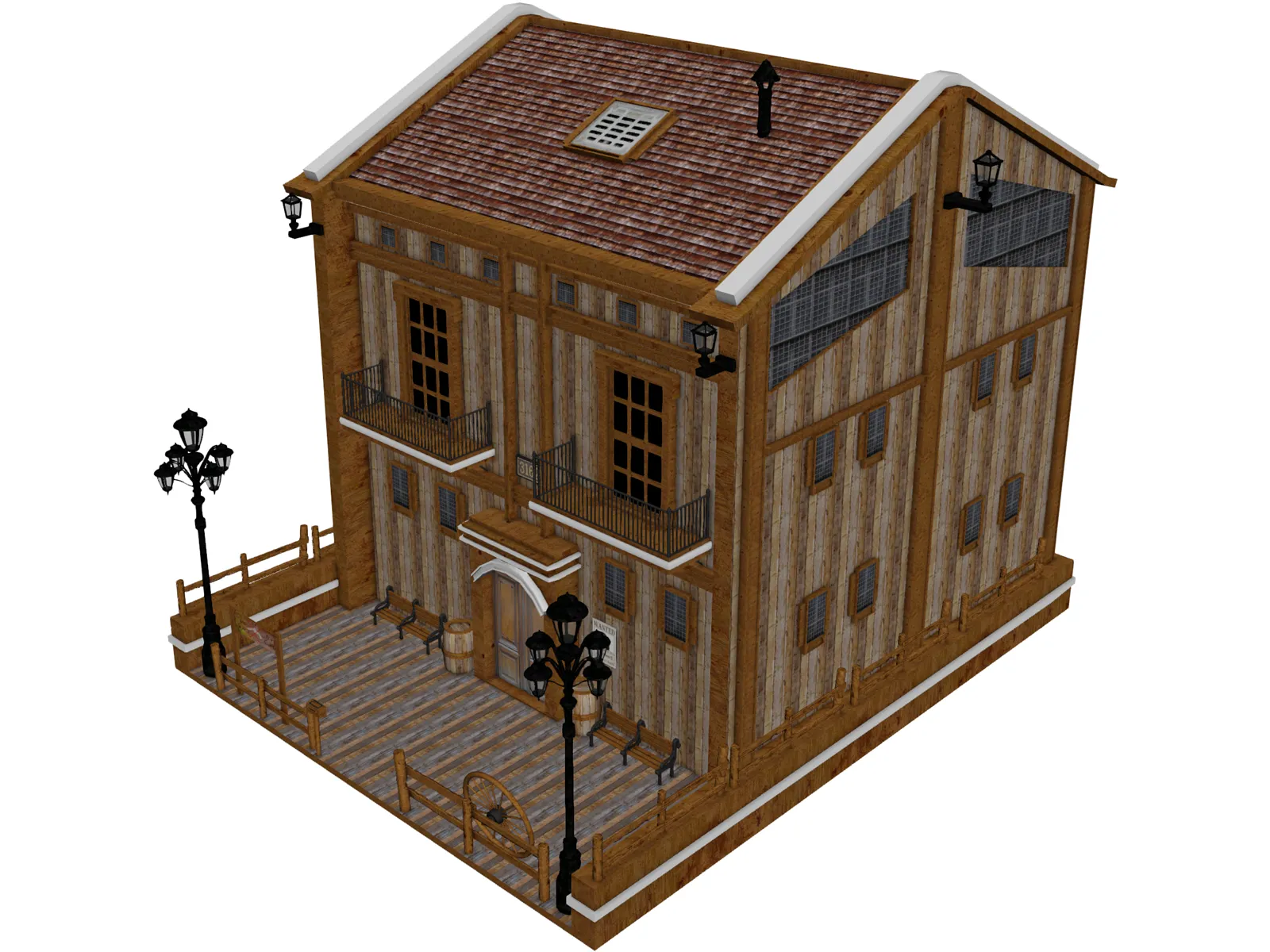 Wooden House 3D Model main preview