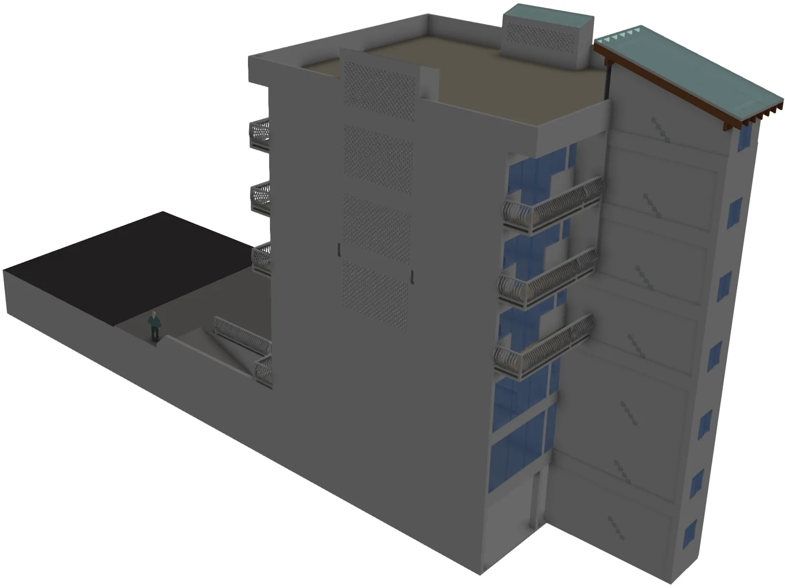 Offices and Apartments 5 Story 3D Model main preview