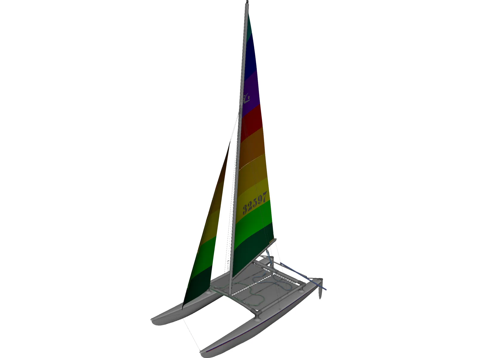 Hobie 16 Racing Catamaran 3D Model main preview