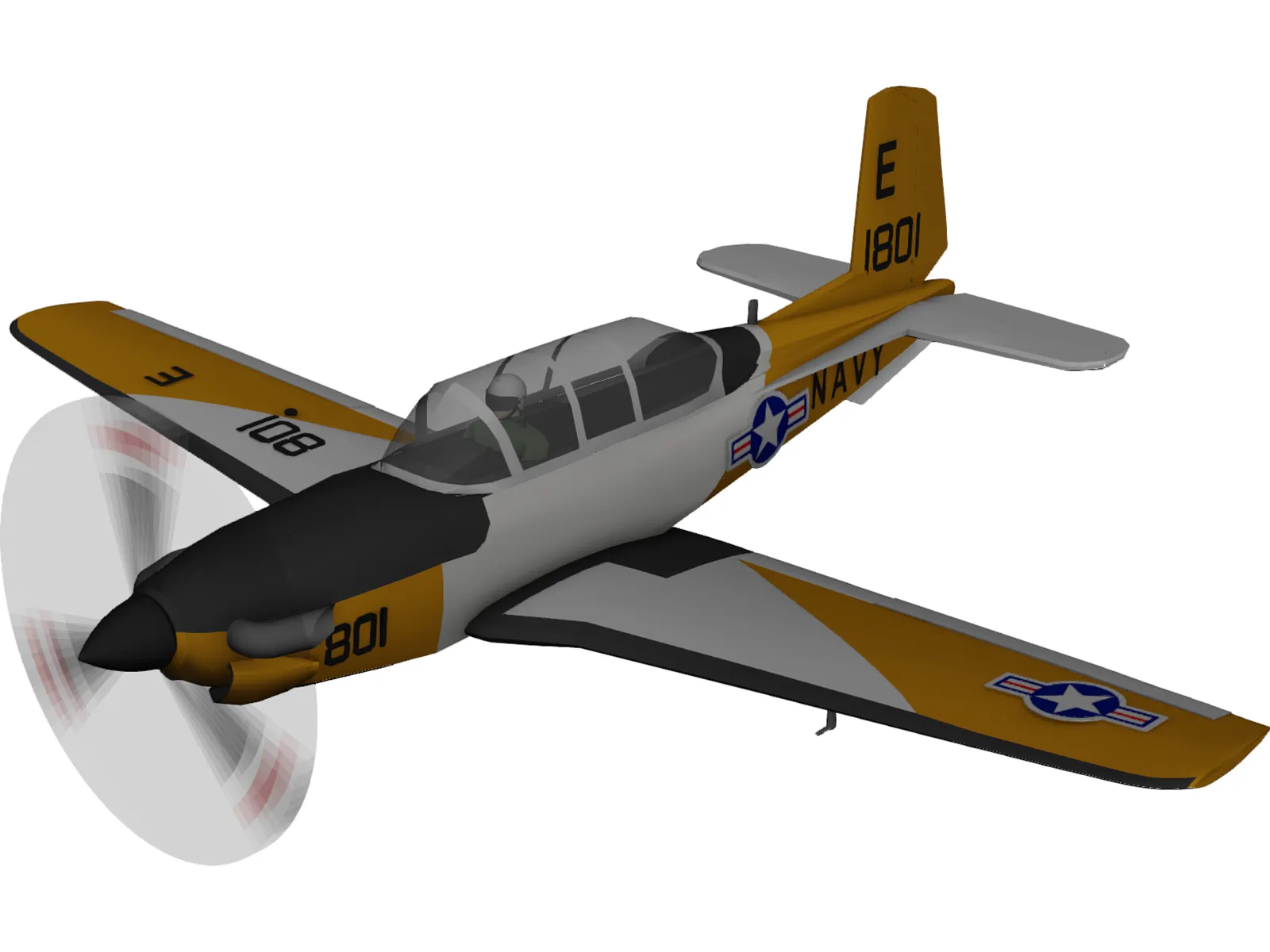 Beechcraft T-34C Turbo Mentor 3D Model main preview