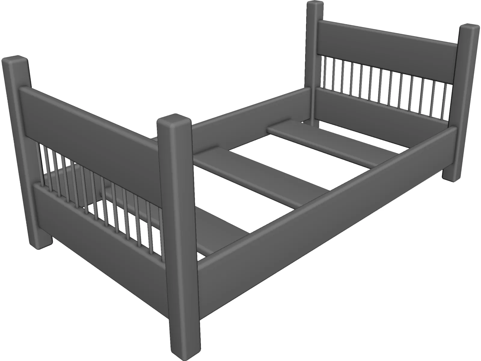 Bed Frame 3D Model main preview