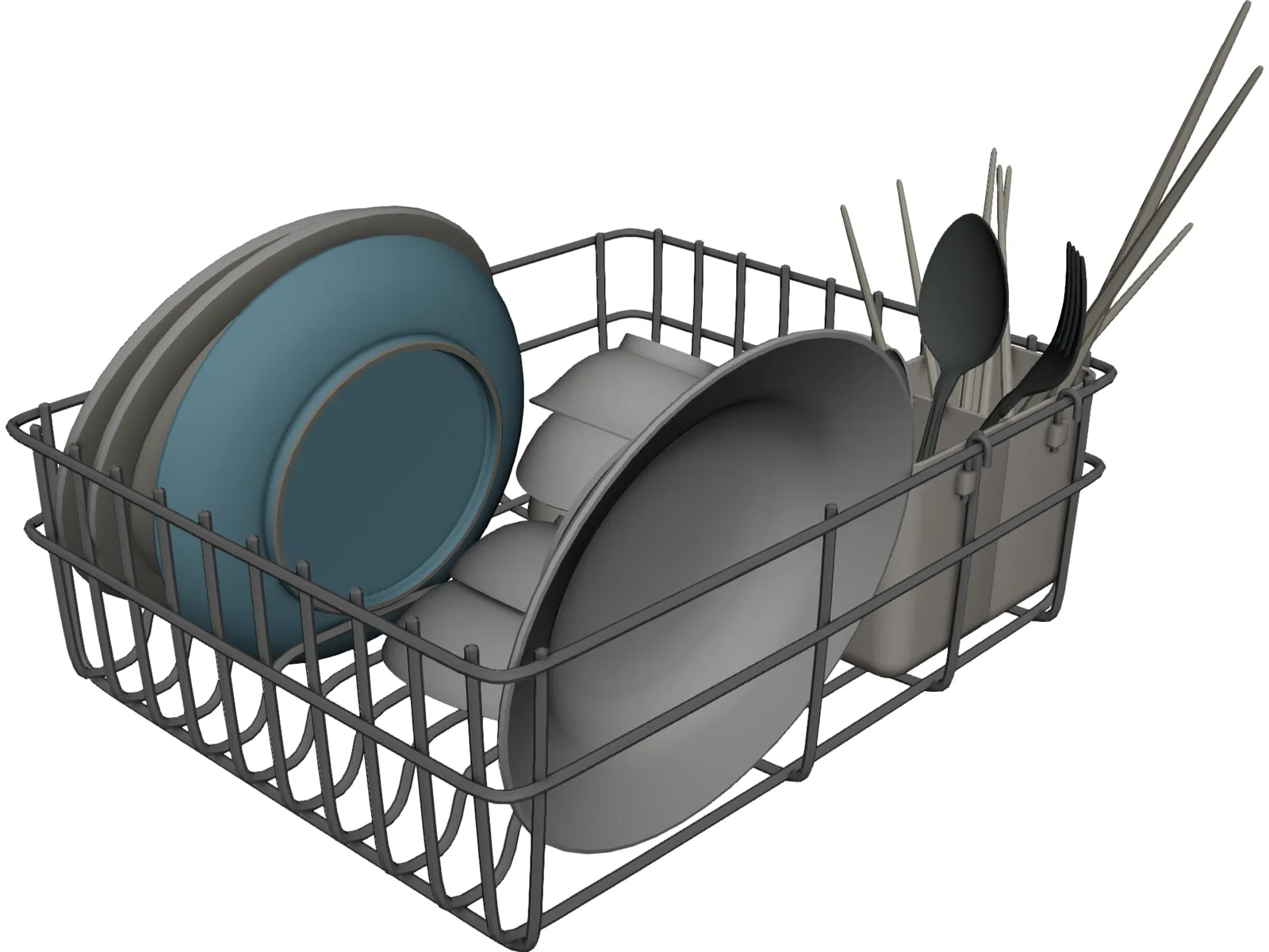 Dish Set 3D Model main preview