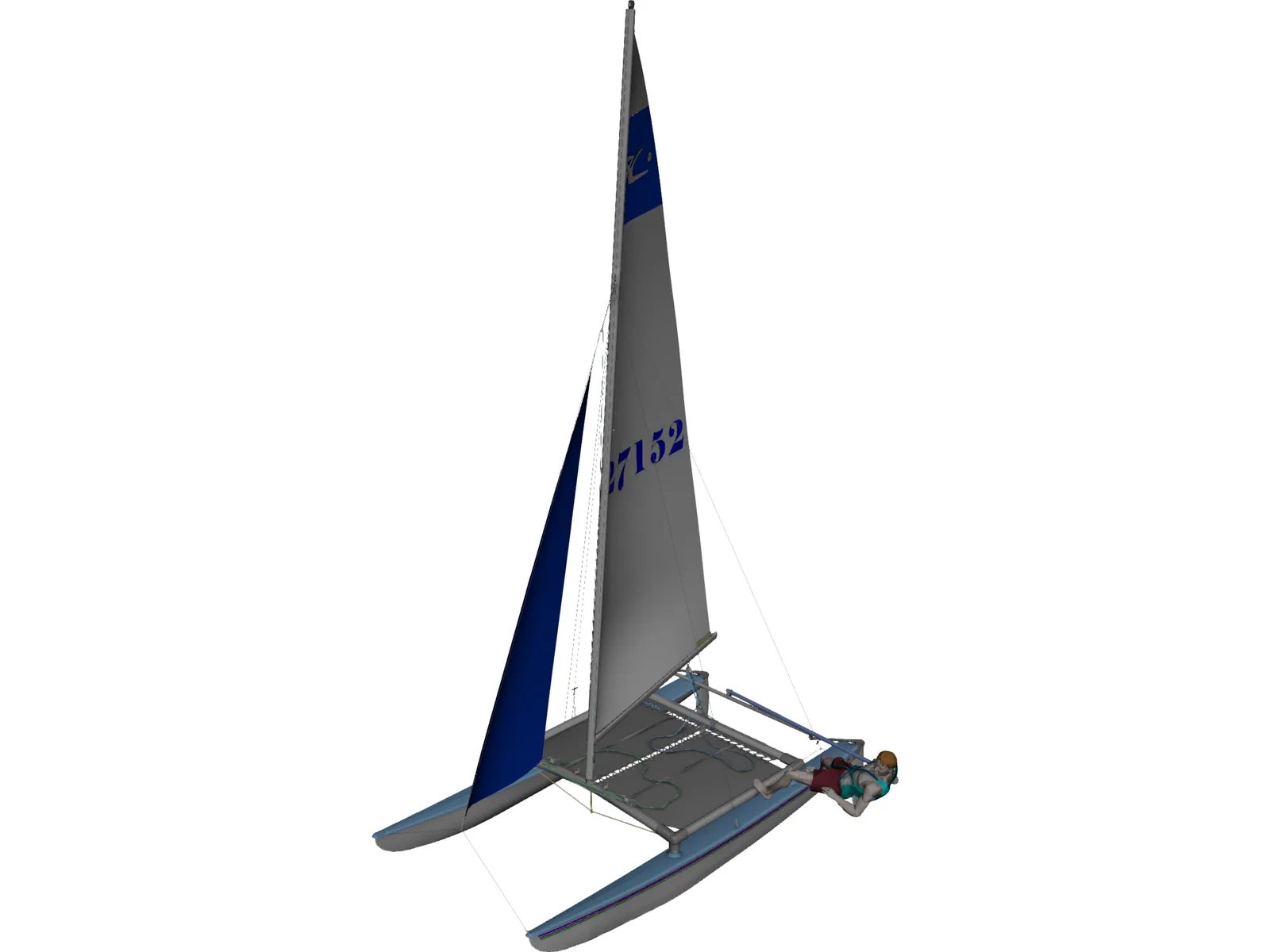 HobieCat 14 Turbo Racing Catamaran 3D Model main preview