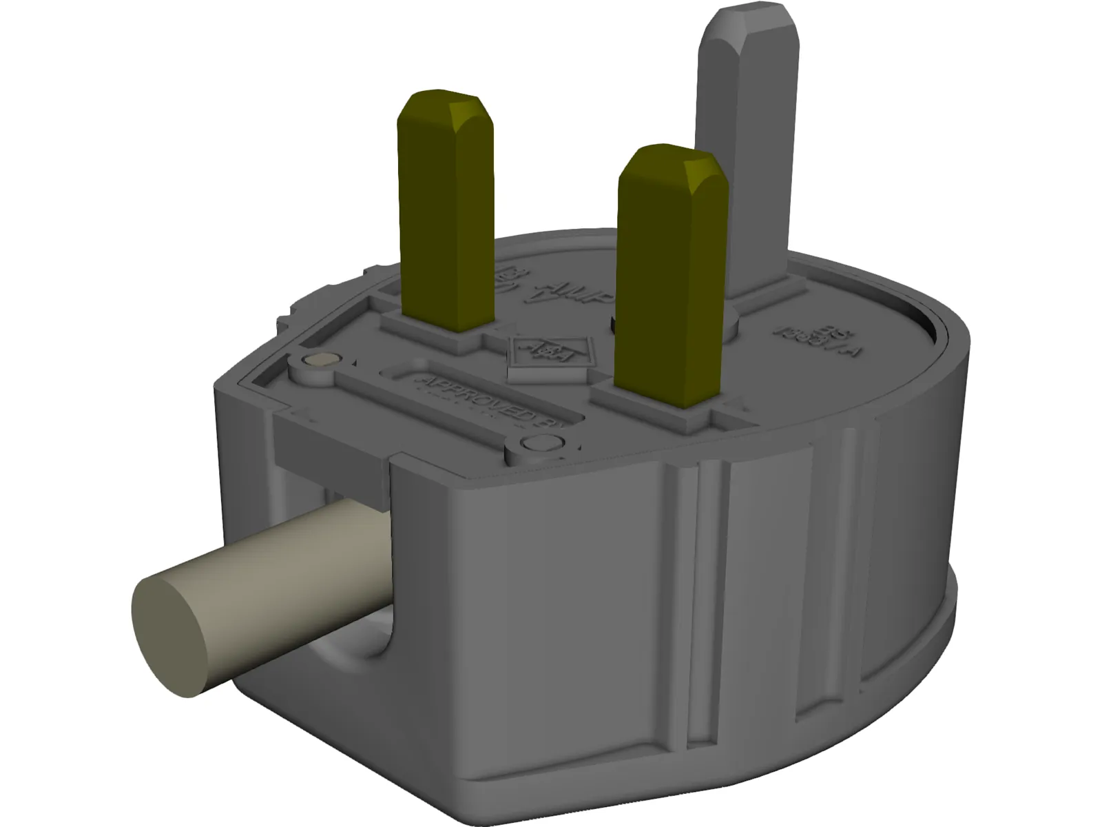 3 Pin Plug 3D Model main preview