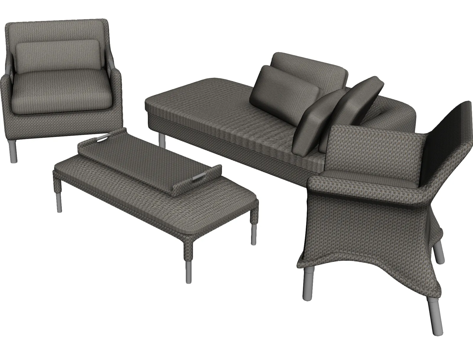 Rattan Set 3D Model main preview