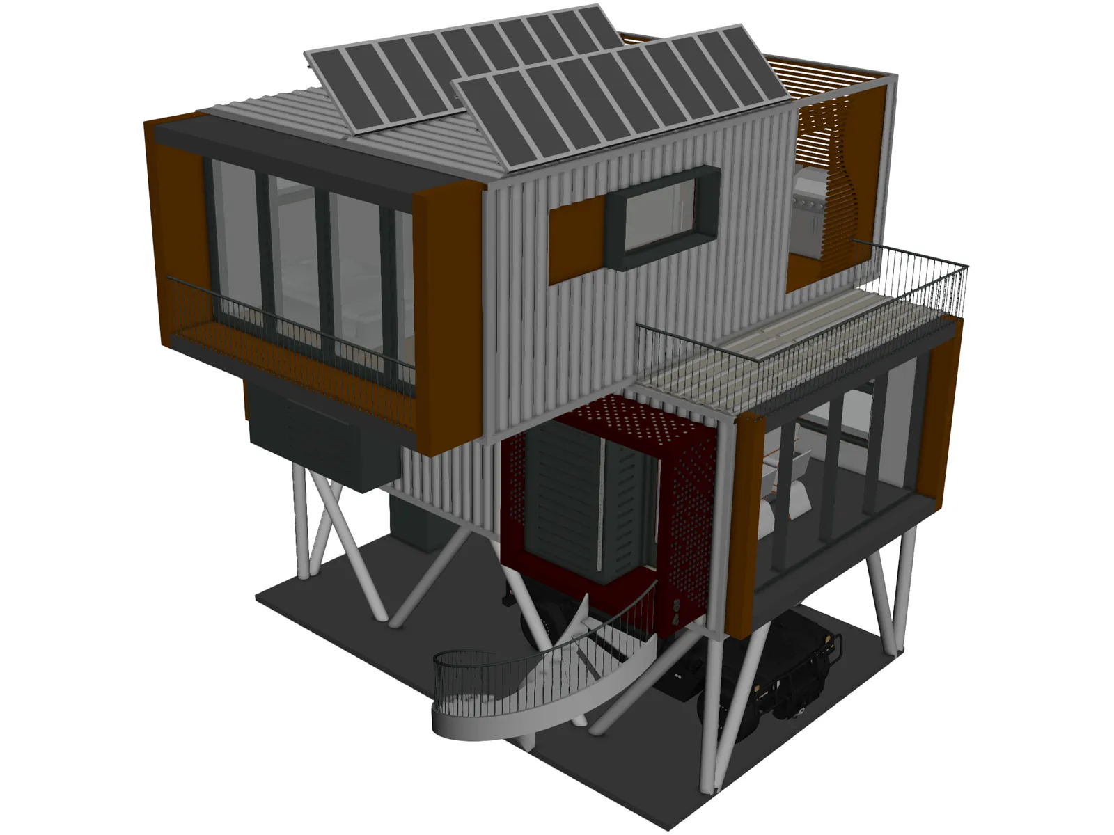 Shipping Container Home 3D Model main preview