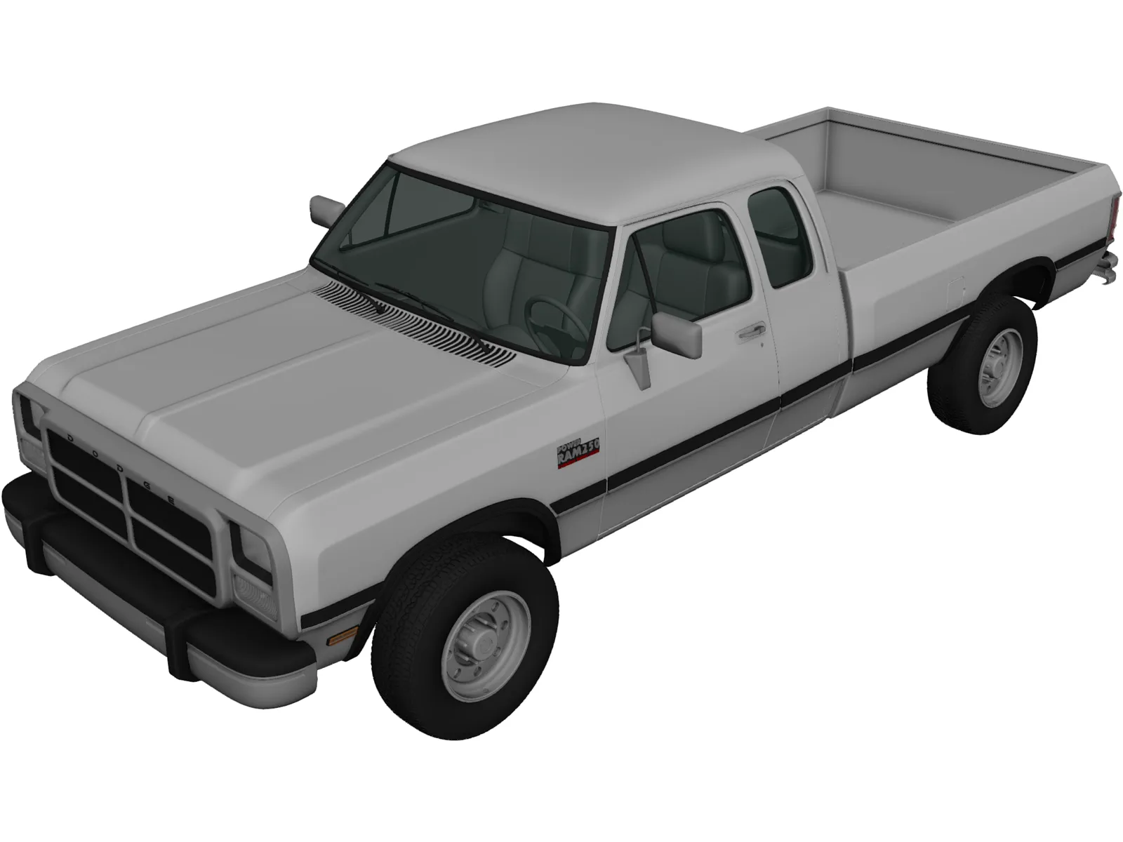 Dodge Ram Club Cab (1991) 3D Model main preview