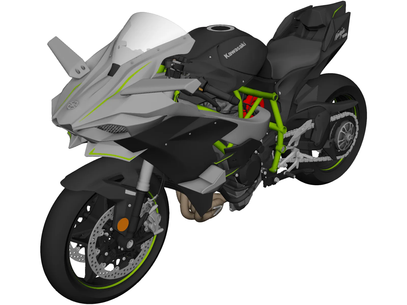 Kawasaki Ninja H2R Supercharged 3D Model main preview