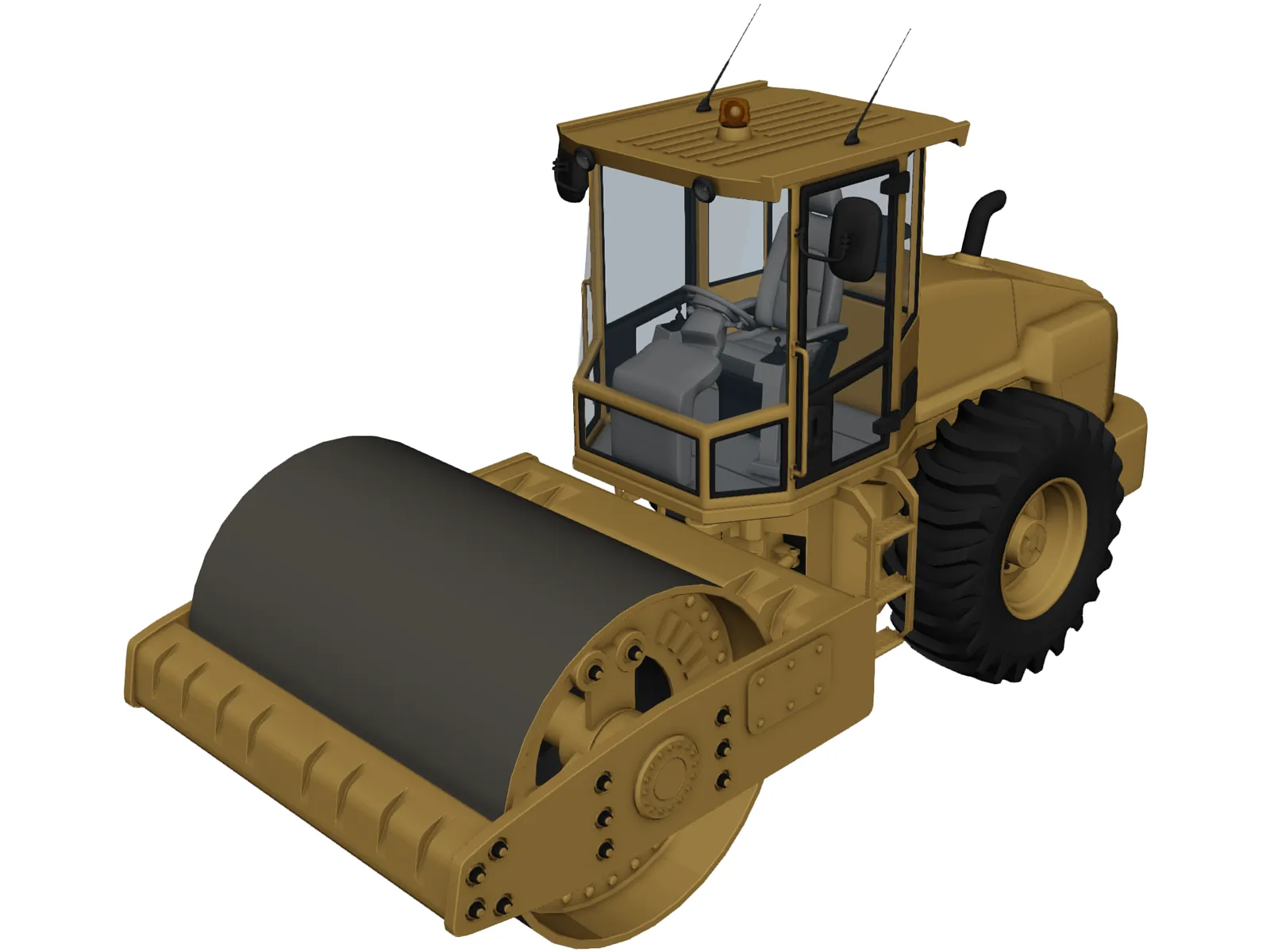 Soil Road Roller 3D Model main preview