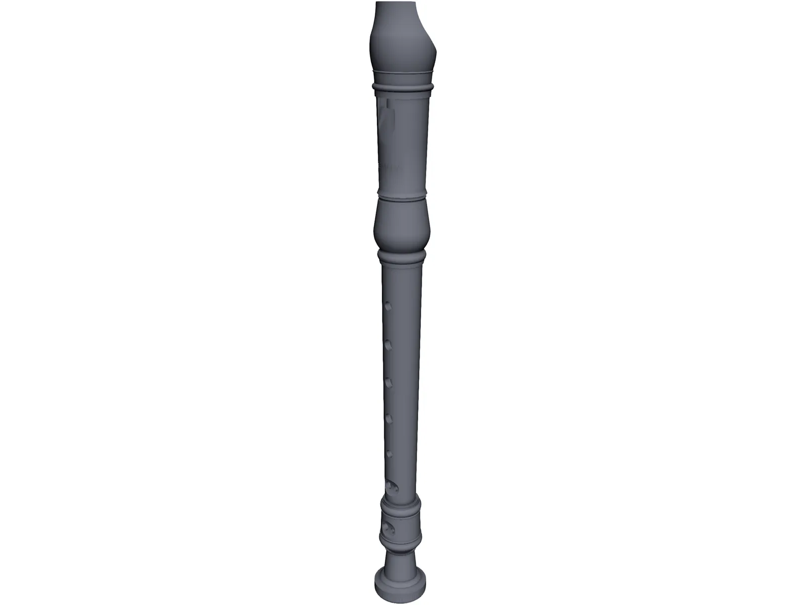 Tenor Recorder Flute 3D Model main preview
