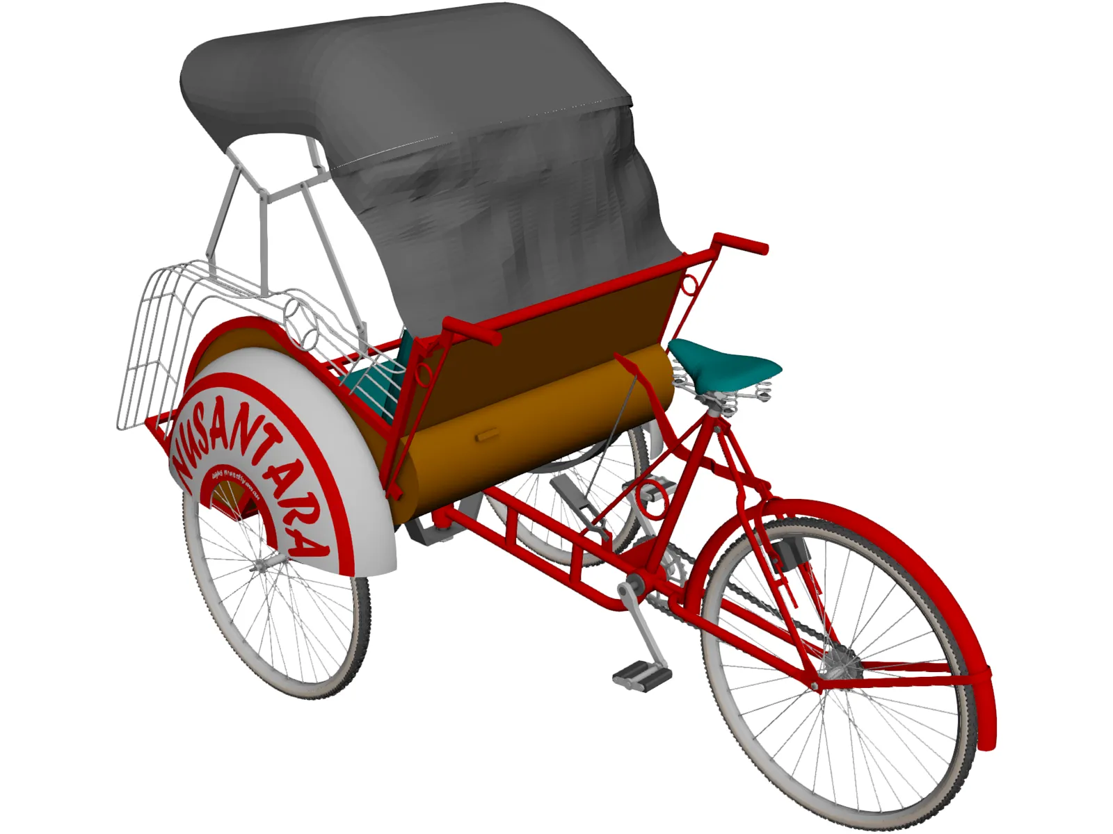 Becak 3D Model main preview