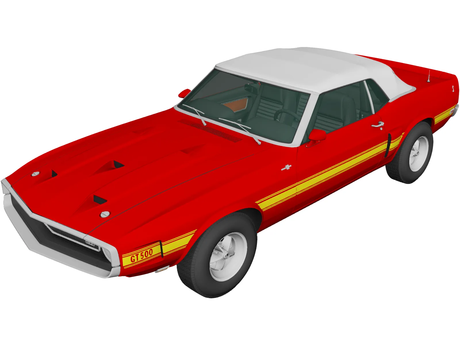 Ford Mustang GT500 Shelby Convertible (1969) 3D Model main preview