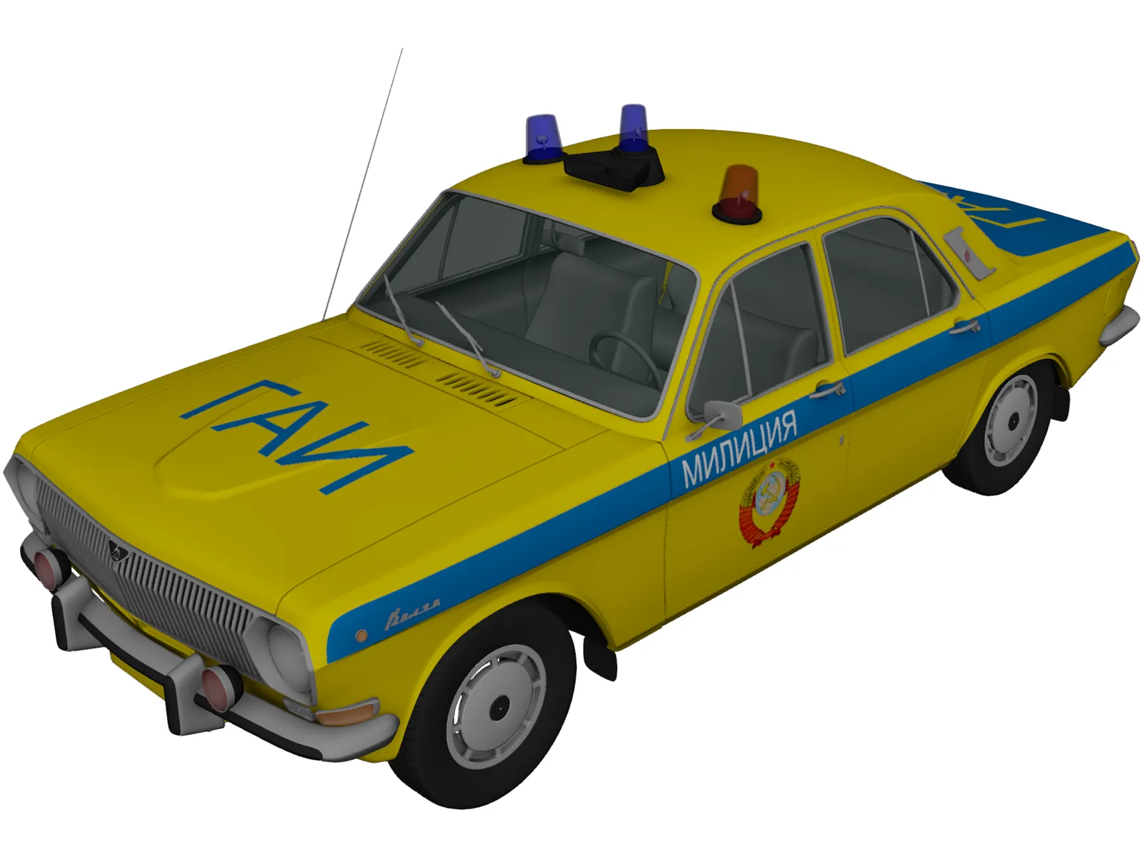 GAZ-24 Volga Soviet Police (1967) 3D Model main preview