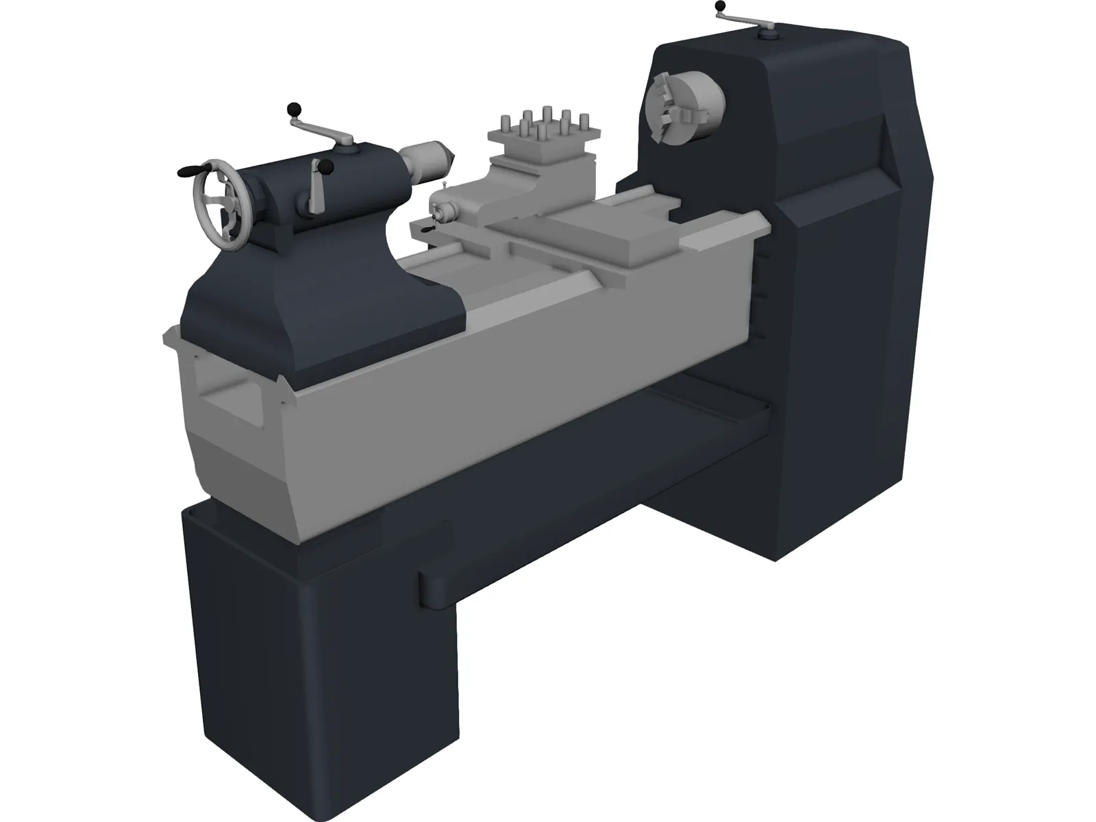 Industrial Lathe 3D Model main preview