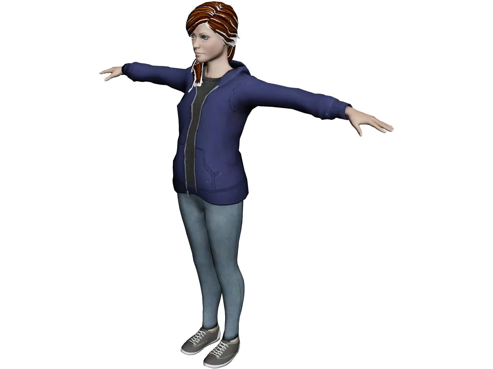 Hoodie Girl 3D Model main preview