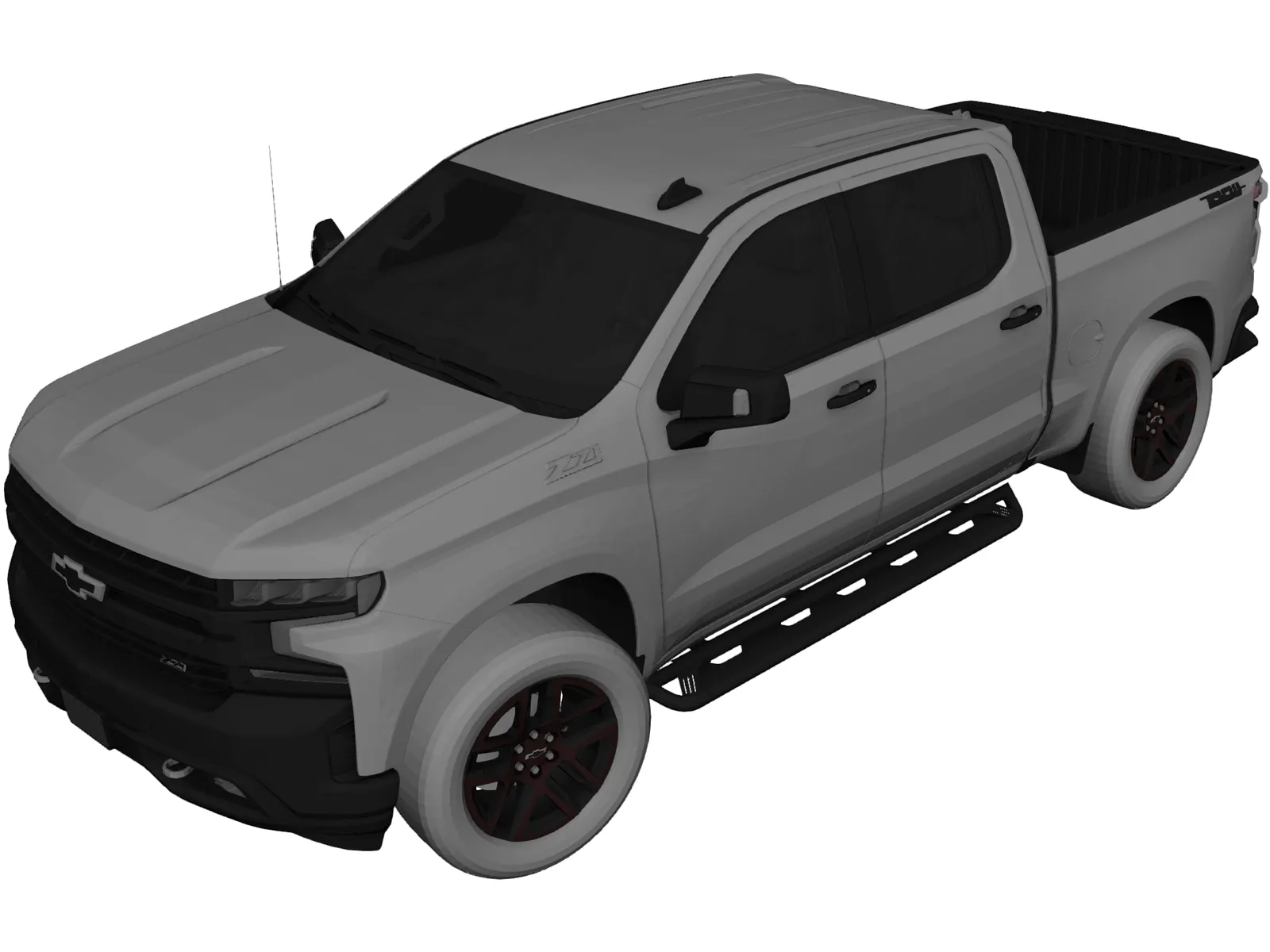 Chevrolet Silverado Crew Trail Boss (2019) 3D Model main preview