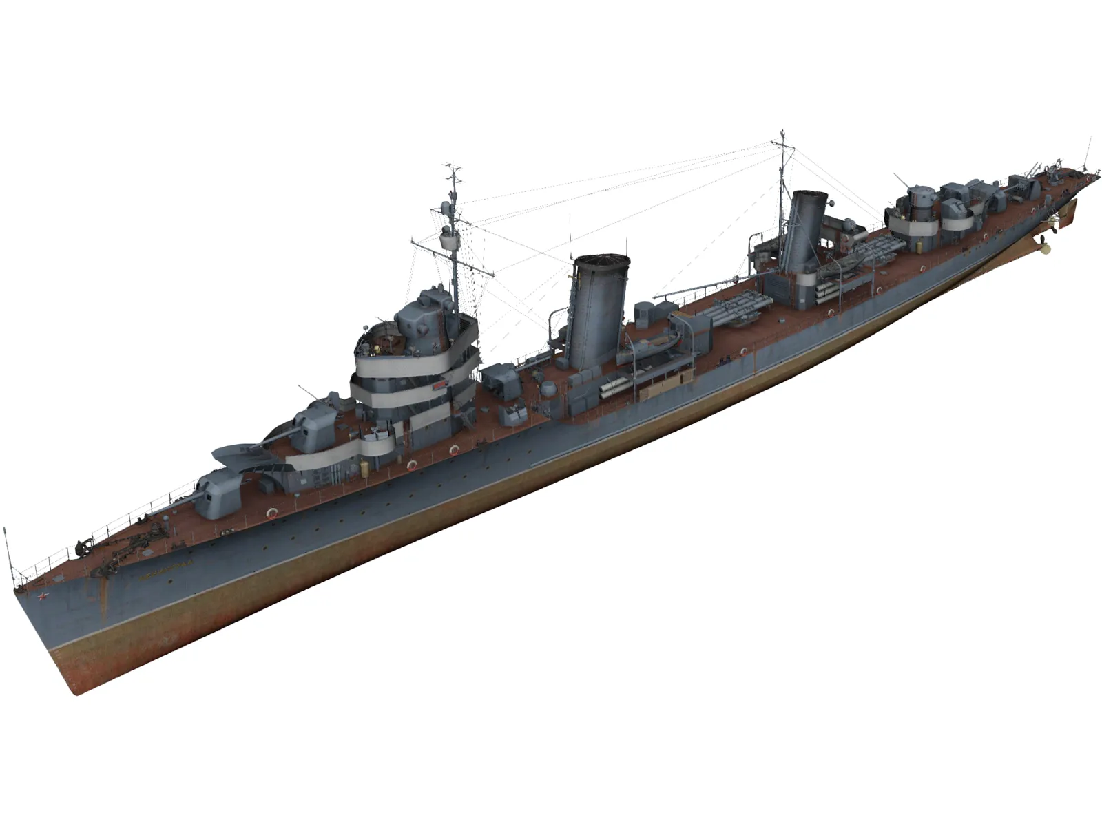 Soviet destroyer Leningrad 3D Model main preview