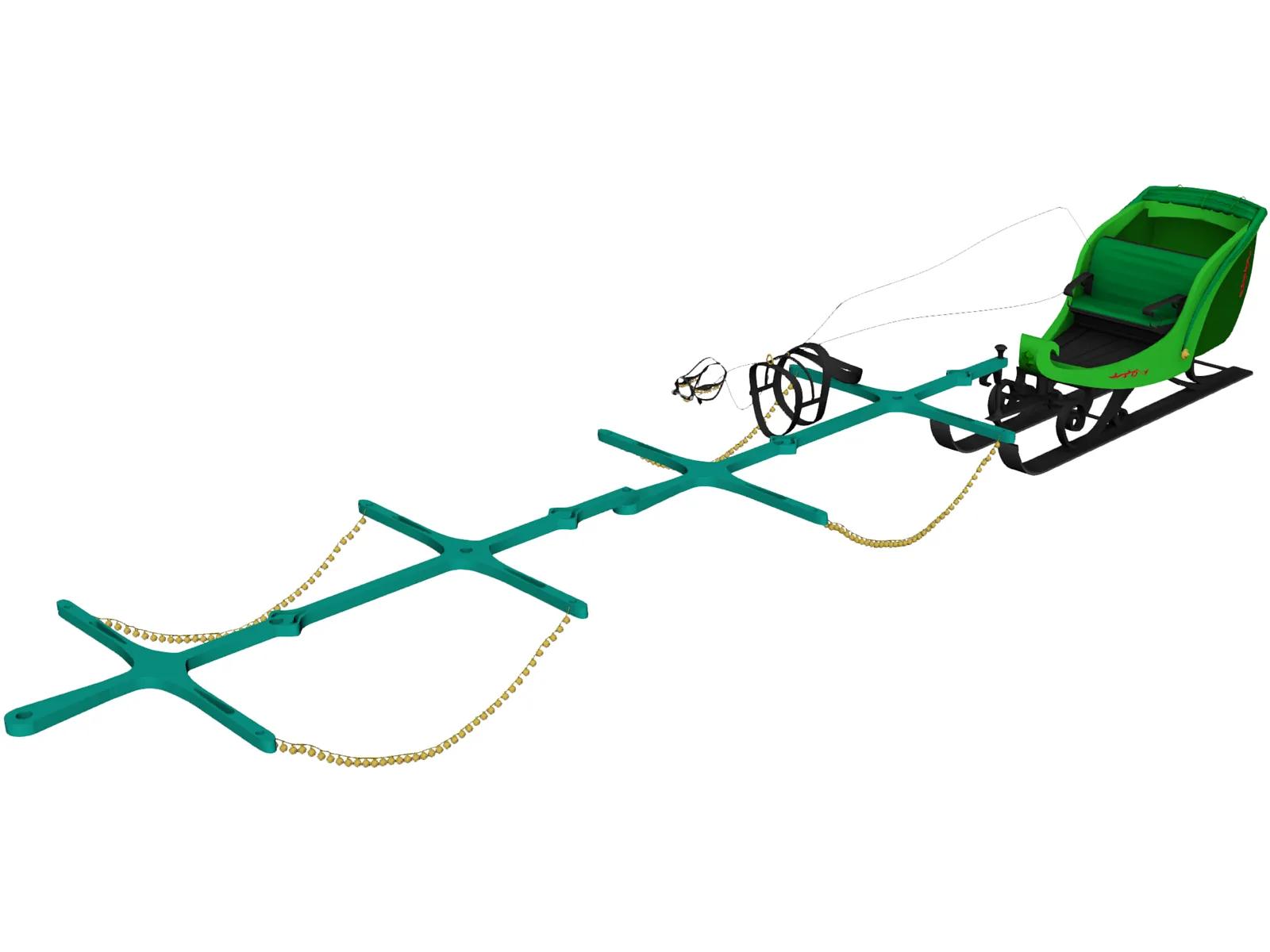 Santa Sleigh 3D Model main preview