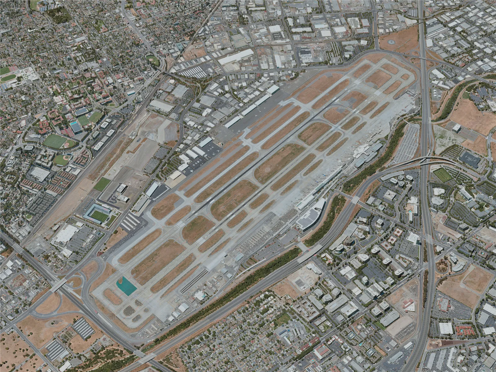 San Jose Airport, CA, USA (2020) 3D Model main preview
