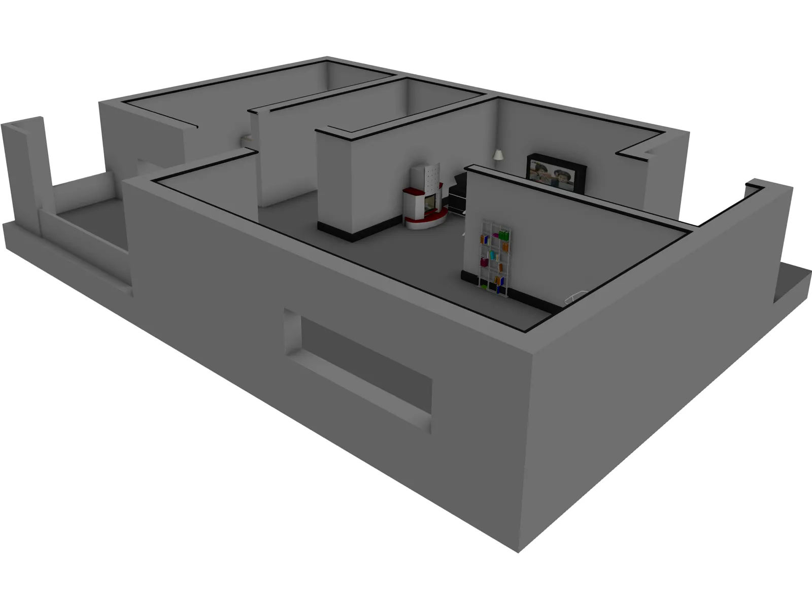 Room with Funitures 3D Model main preview