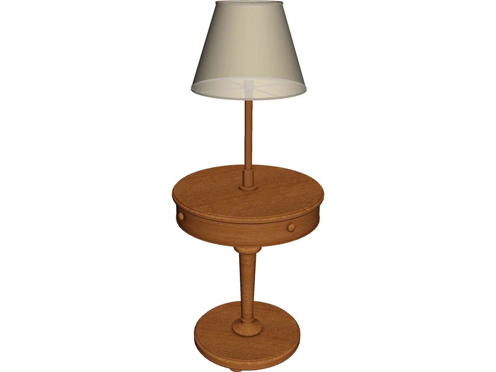 Rounded Table with Lamp 3D Model main preview