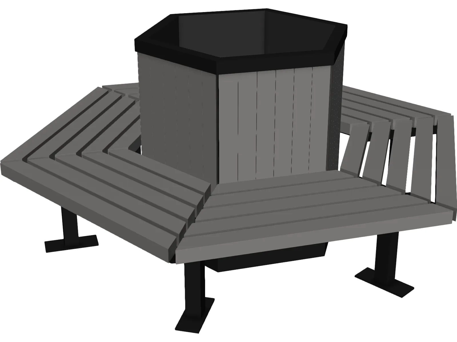 Hexagonal Bench 3D Model main preview