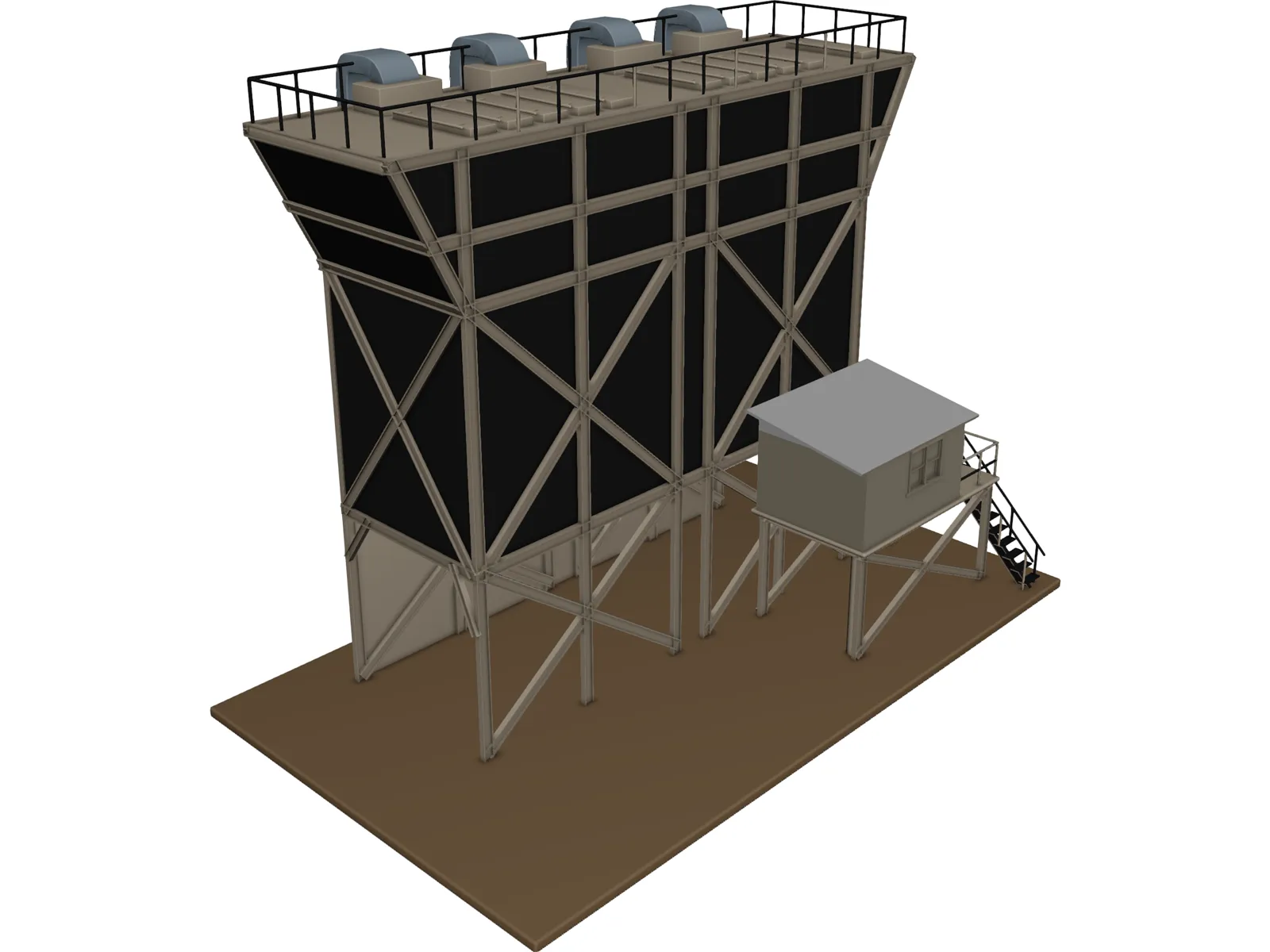 Grain Hopper 4x 3D Model main preview