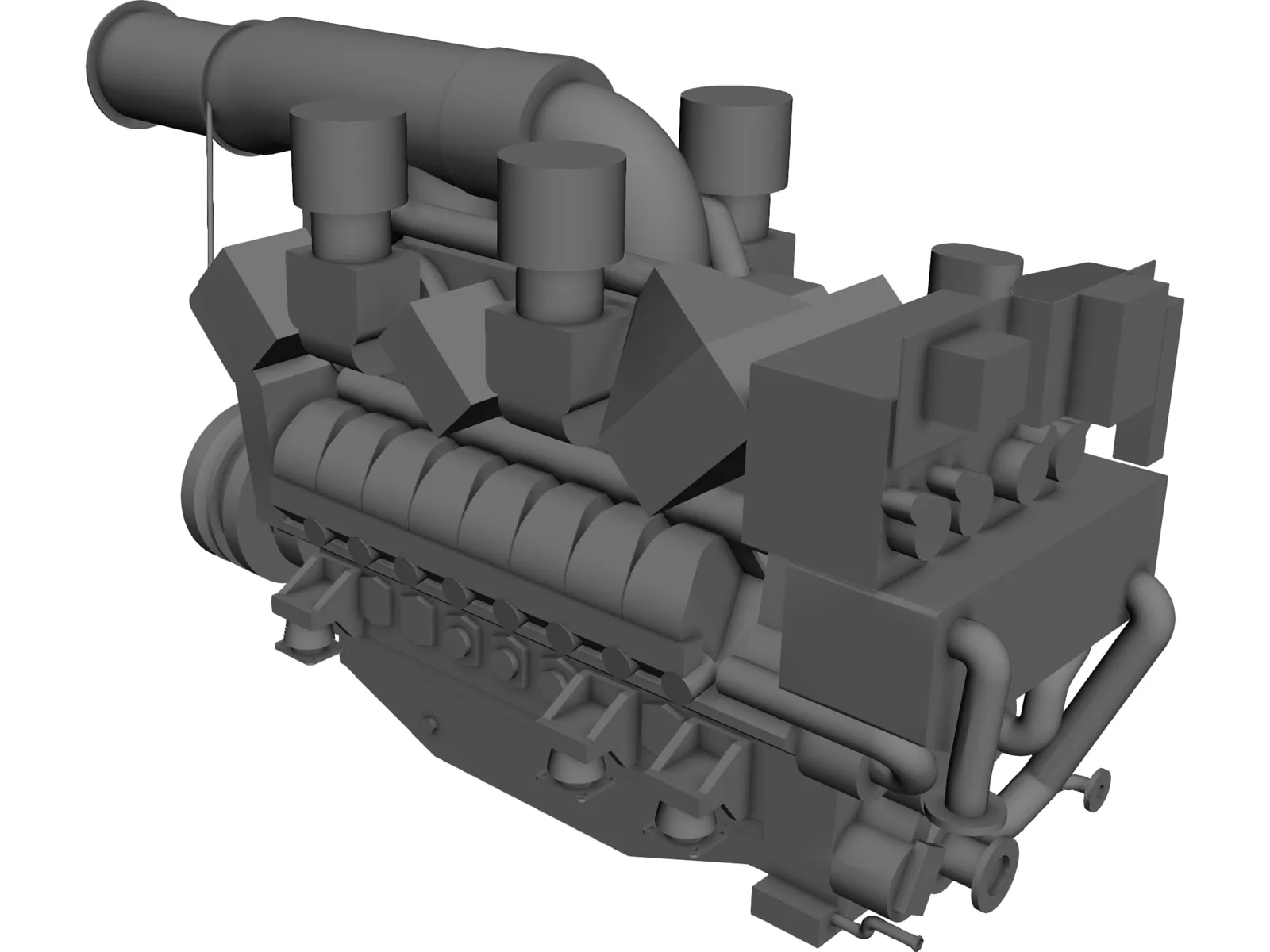 MTU 16V 595 TE70L Engine 3D Model main preview