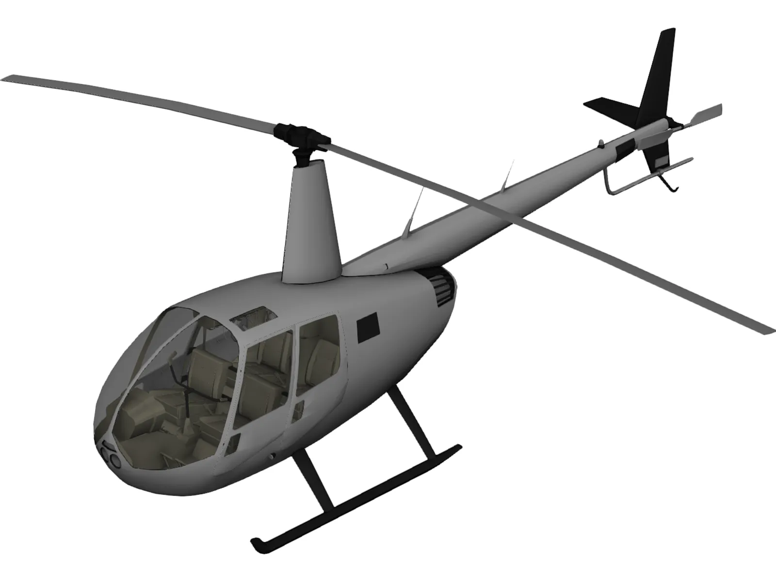 Robinson R44 with Interior 3D Model main preview