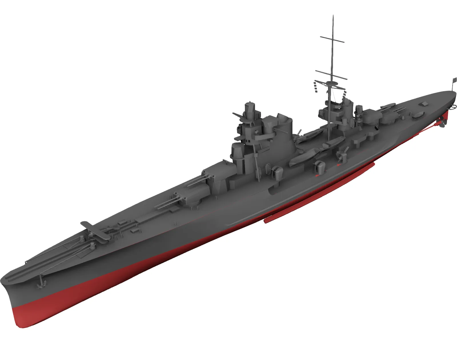 Heavy Cruiser Warship 3D Model main preview