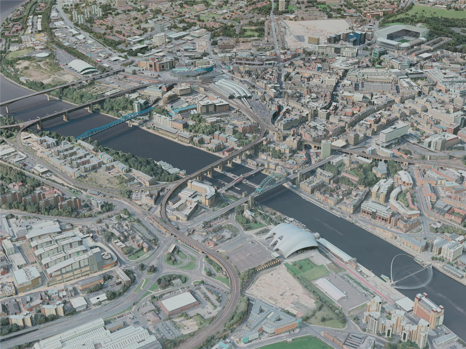 Newcastle upon Tyne City, UK (2021) 3D Model main preview