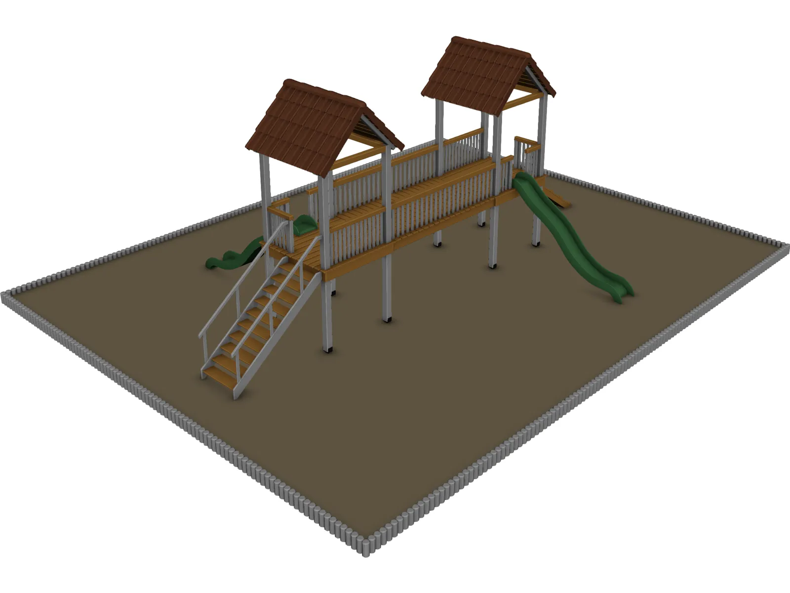 Games Area with Two Slide 3D Model main preview
