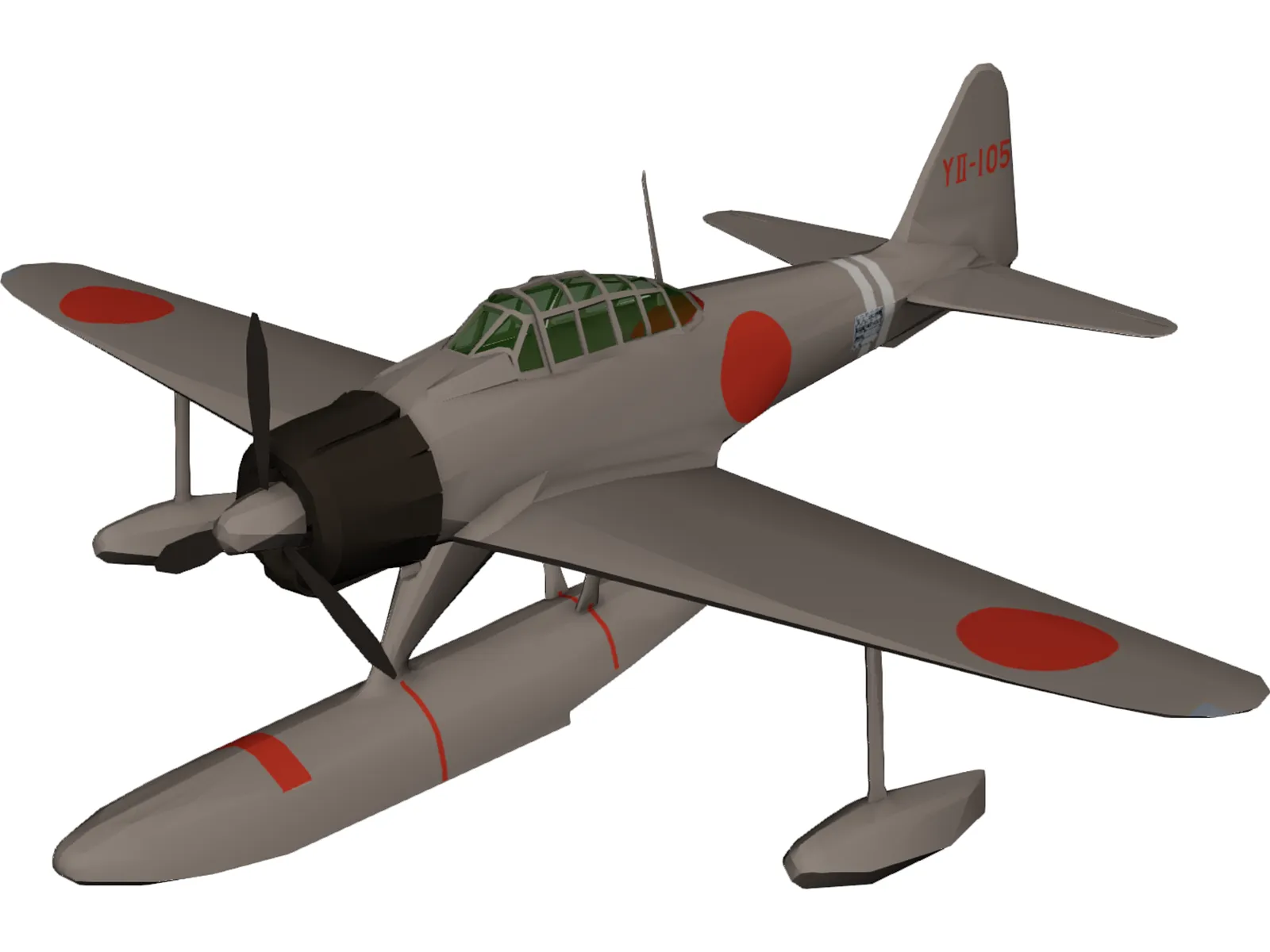 A6M2 Rufe Zero Nakajima zeke Floatplane 3D Model main preview