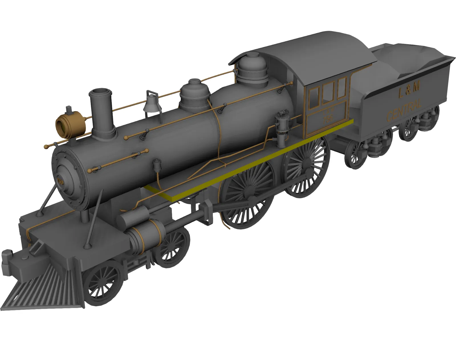 Steam Locomotive 3D Model main preview