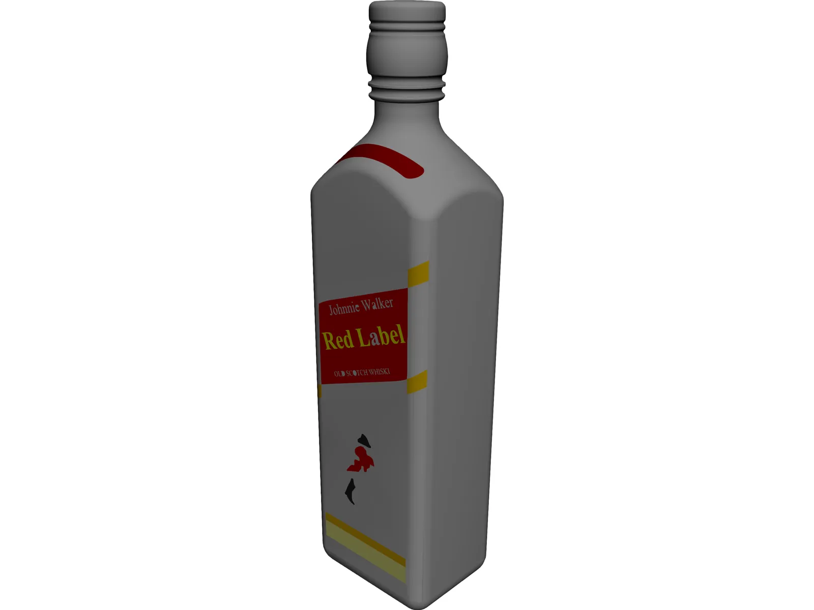 Red Label Bottle 3D Model main preview