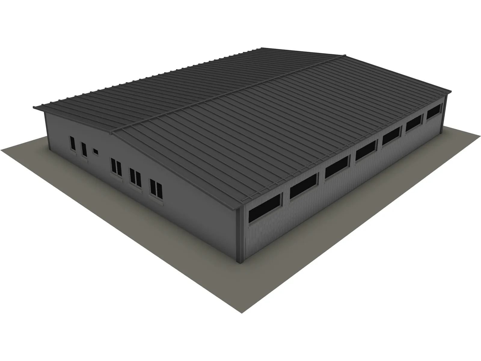Large Industrial House 3D Model main preview