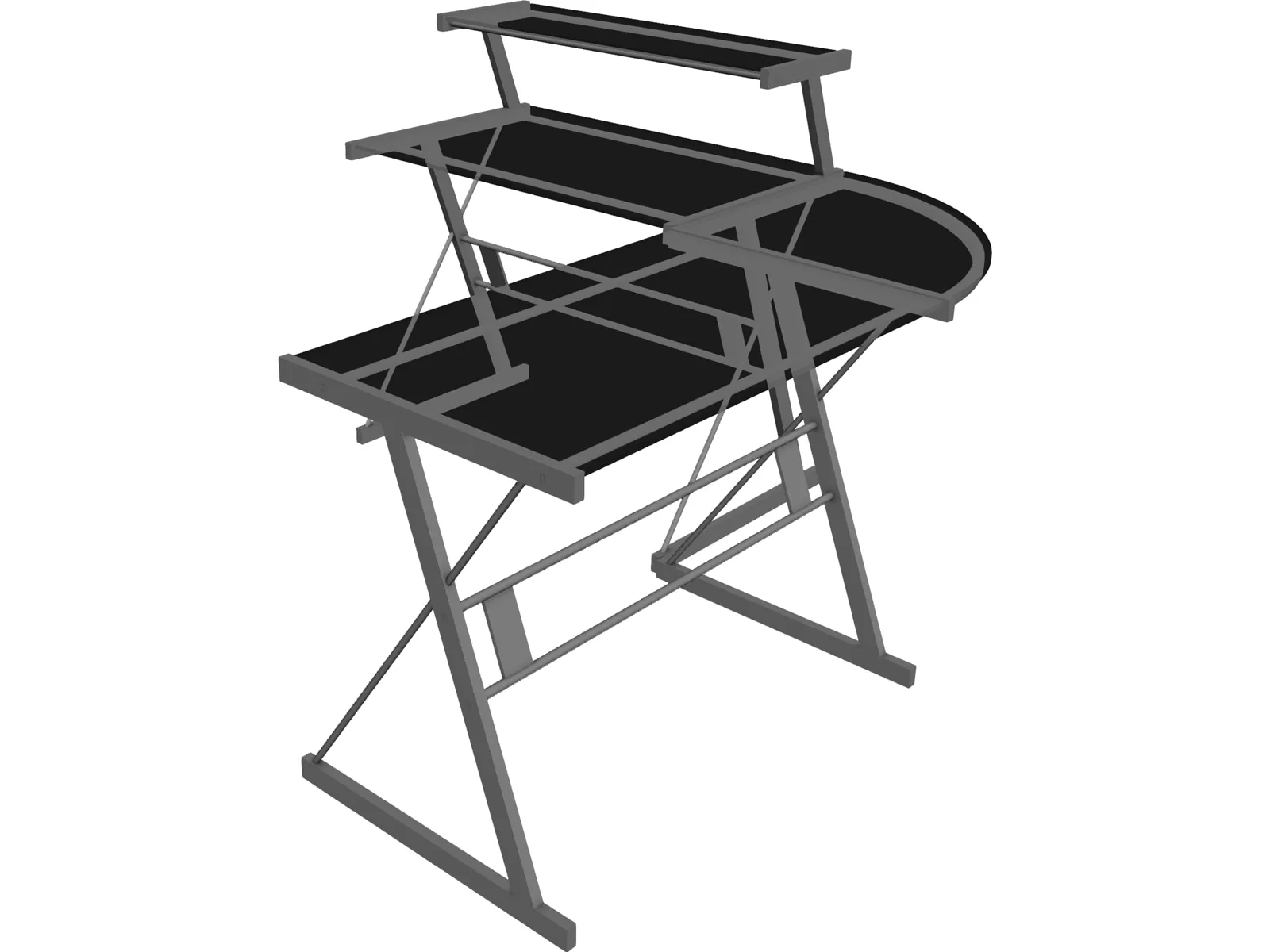 Black Metal Desk 3D Model main preview