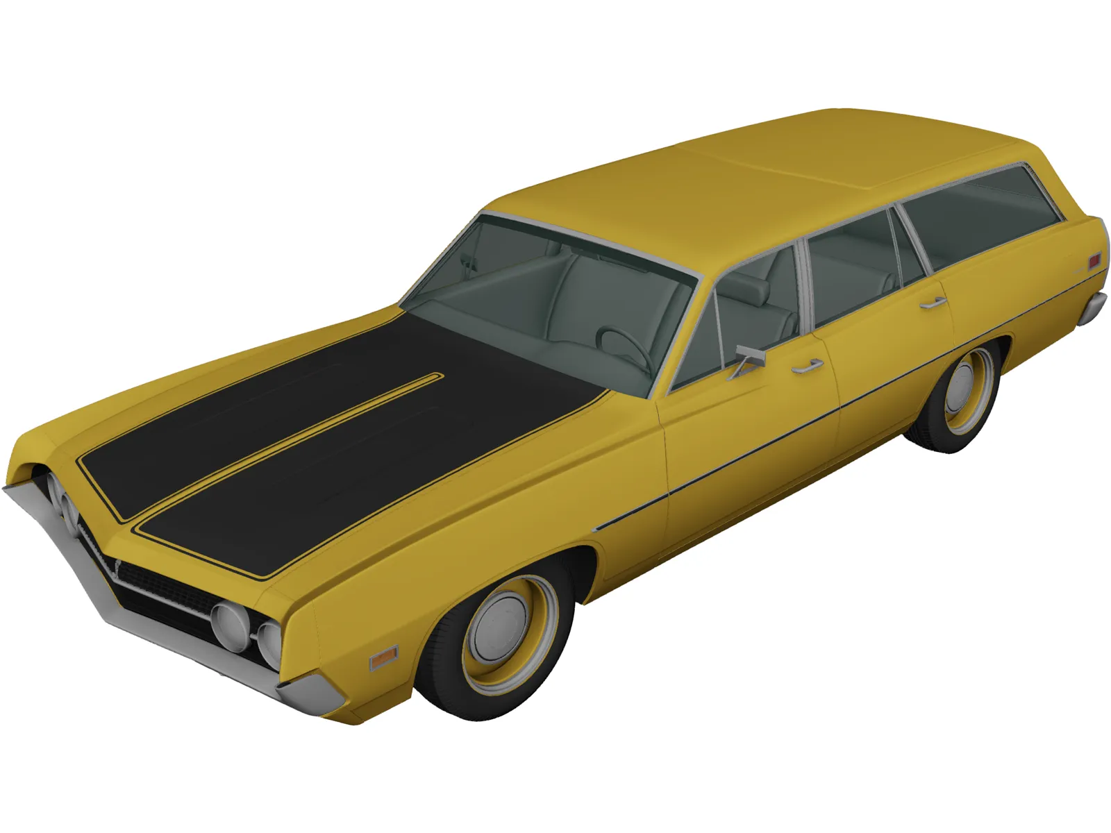 Ford Torino 500 Station Wagon 3D Model main preview