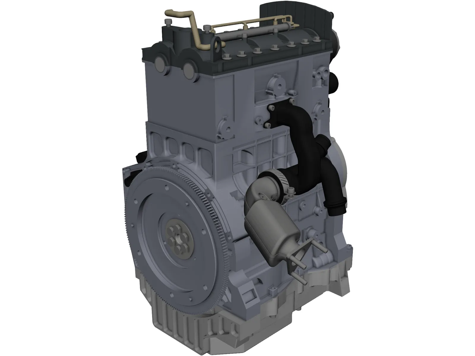 Diesel Engine 3 Cylinder 3D Model main preview