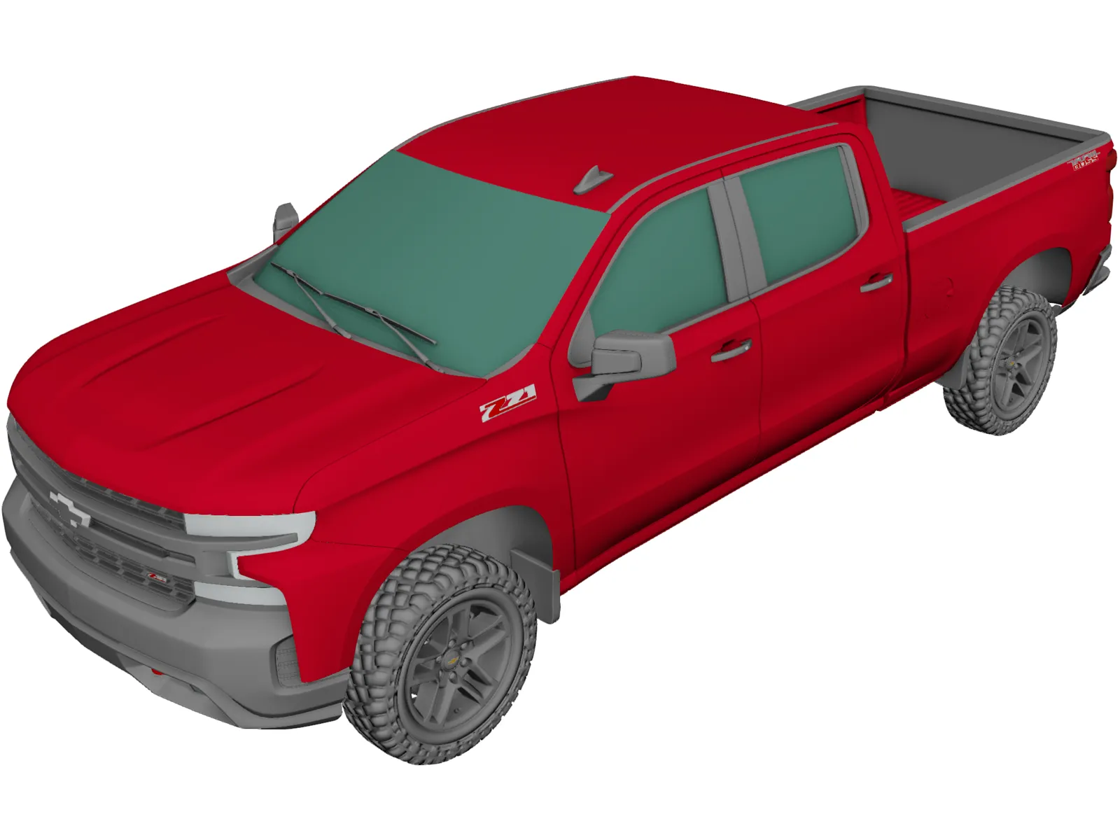 Chevrolet Silverado LT Crew Cab (2018) 3D Model main preview