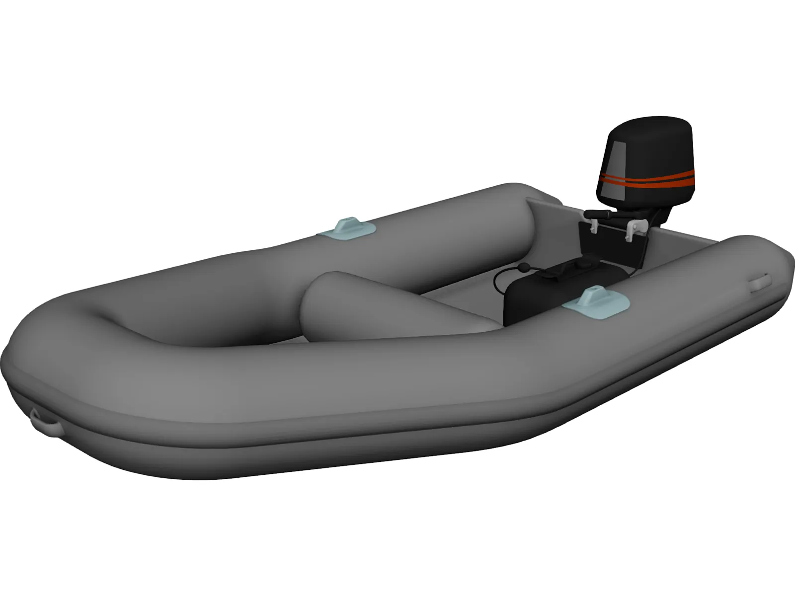 Inflatable Boat with Outboard Motor 3D Model main preview