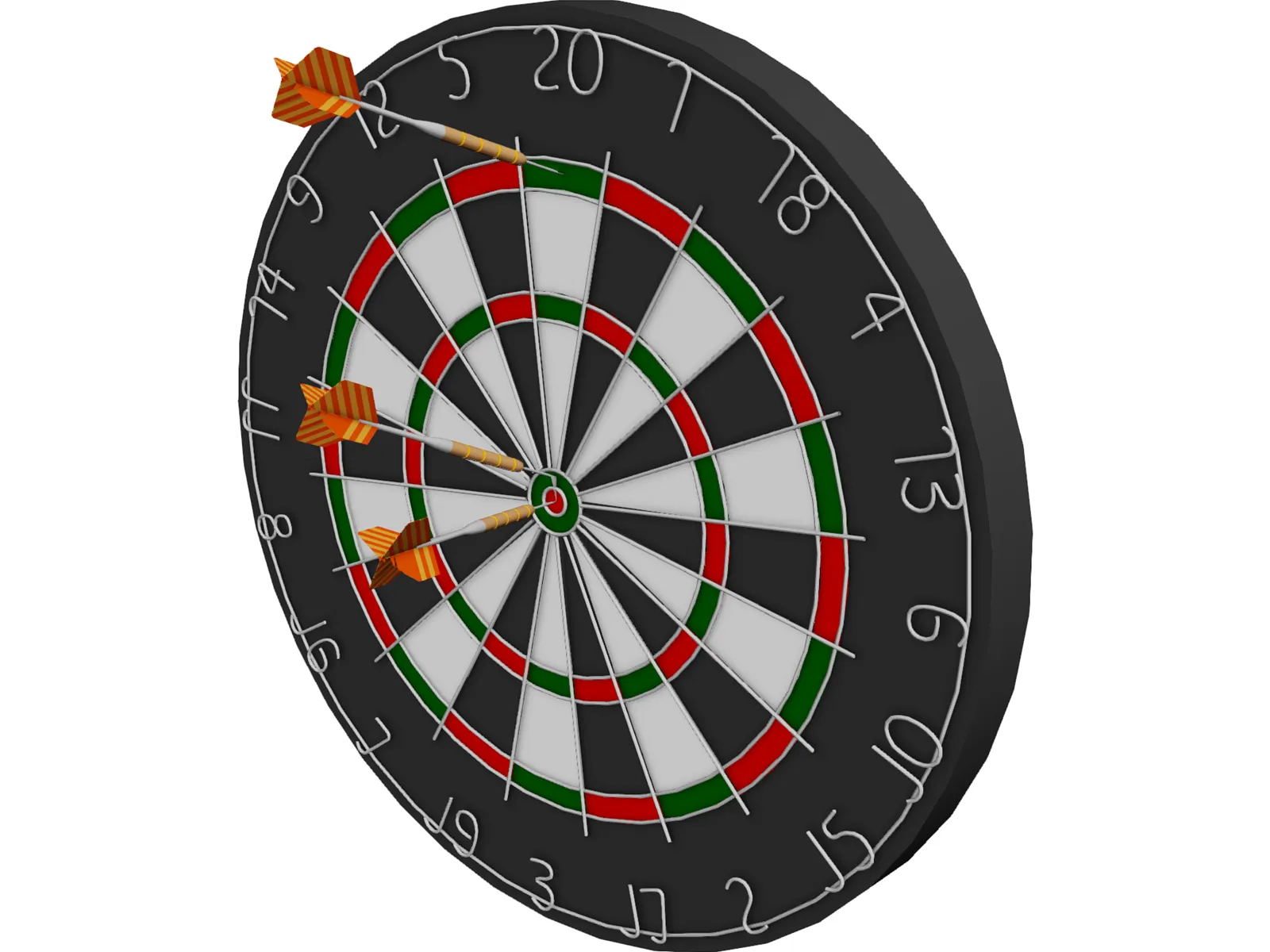 Dart Board with Darts 3D Model main preview
